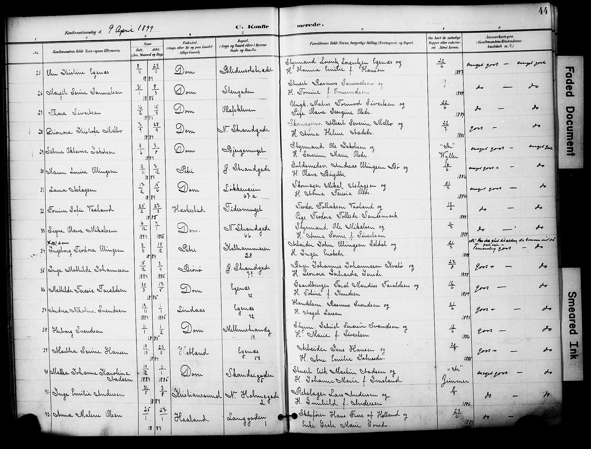 Domkirken sokneprestkontor, AV/SAST-A-101812/001/30/30BA/L0031: Ministerialbok nr. A 30, 1896-1916, s. 44