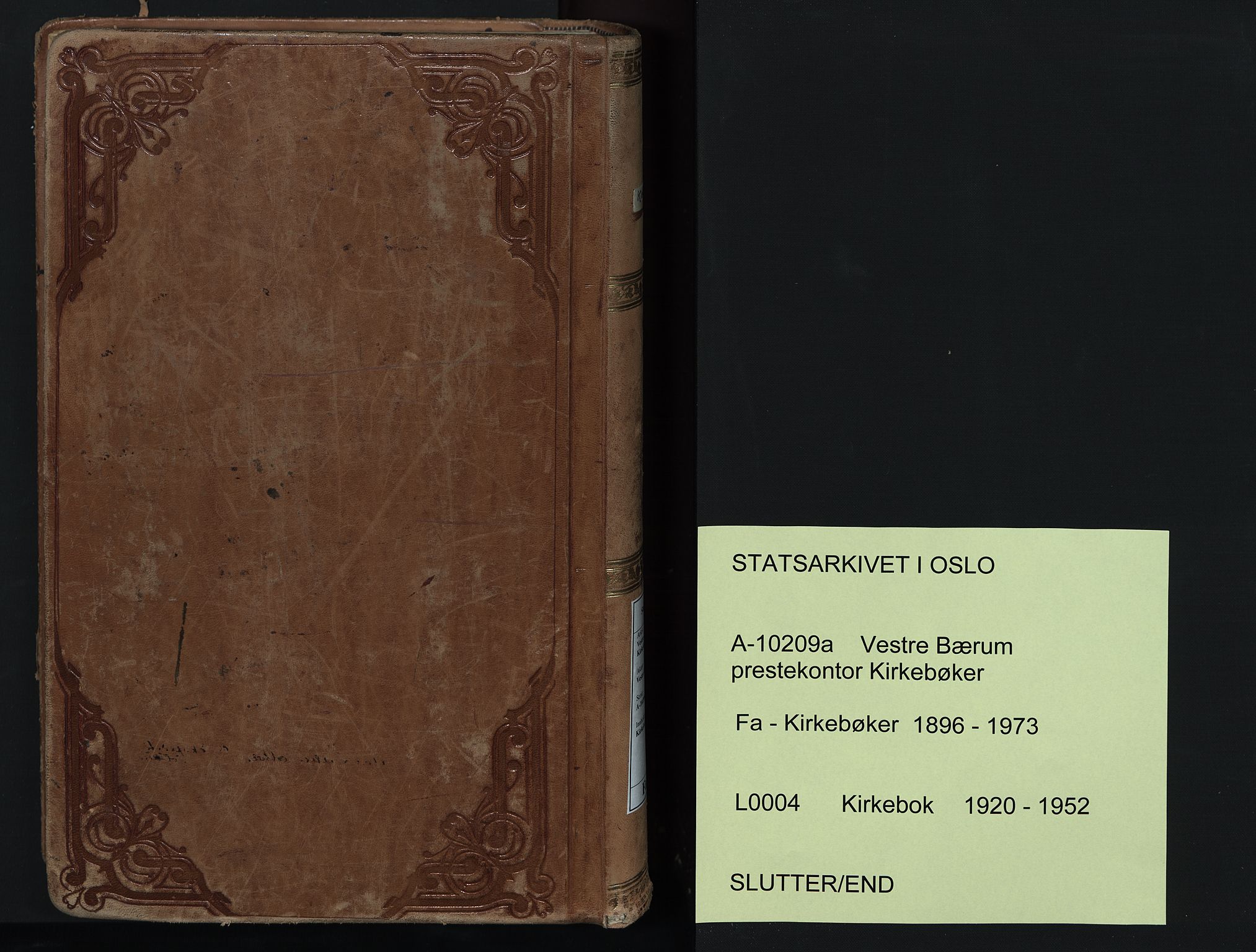 Vestre Bærum prestekontor Kirkebøker, AV/SAO-A-10209a/F/Fa/L0004: Ministerialbok nr. 4, 1920-1952