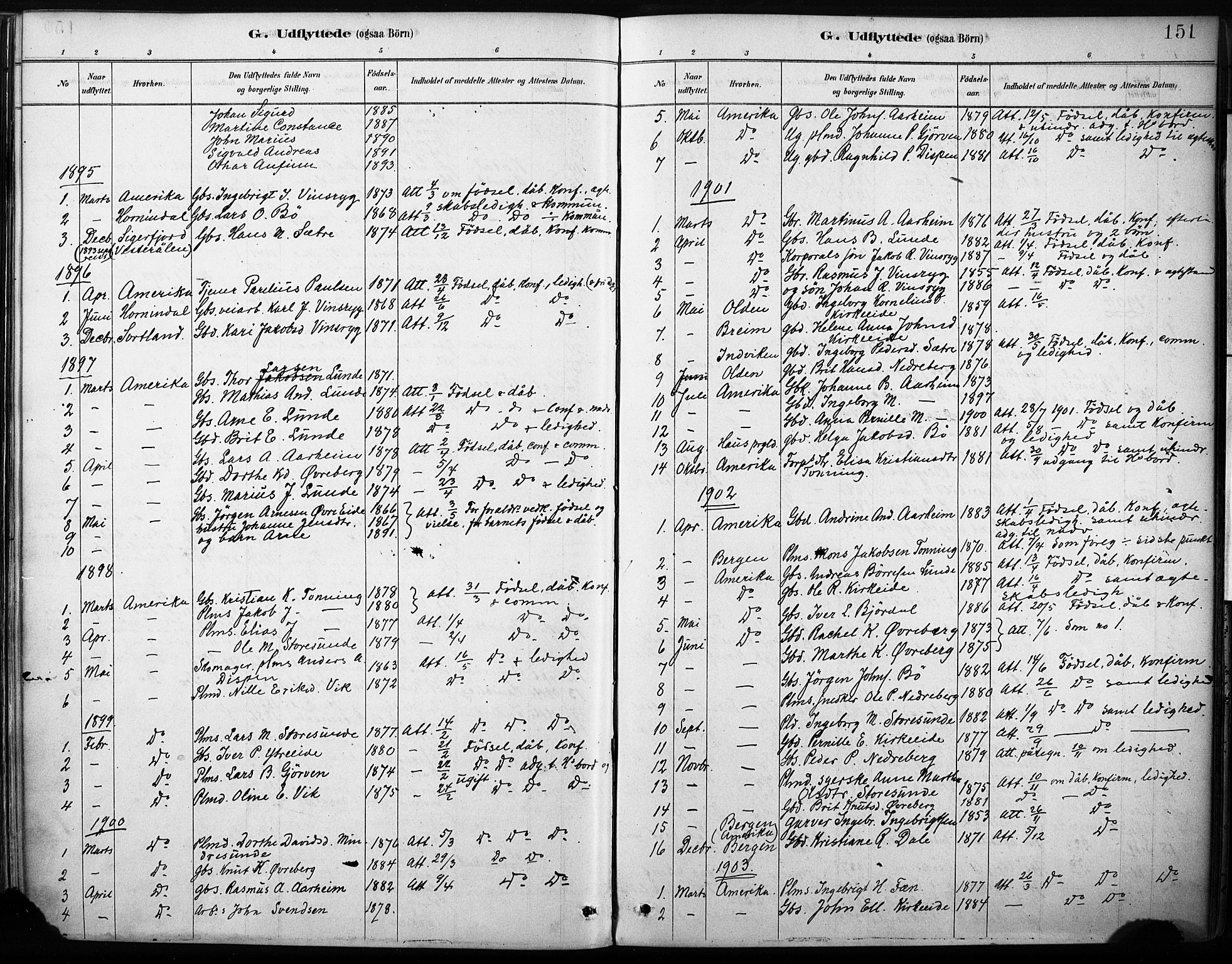 Stryn Sokneprestembete, AV/SAB-A-82501: Ministerialbok nr. B 1, 1878-1907, s. 151