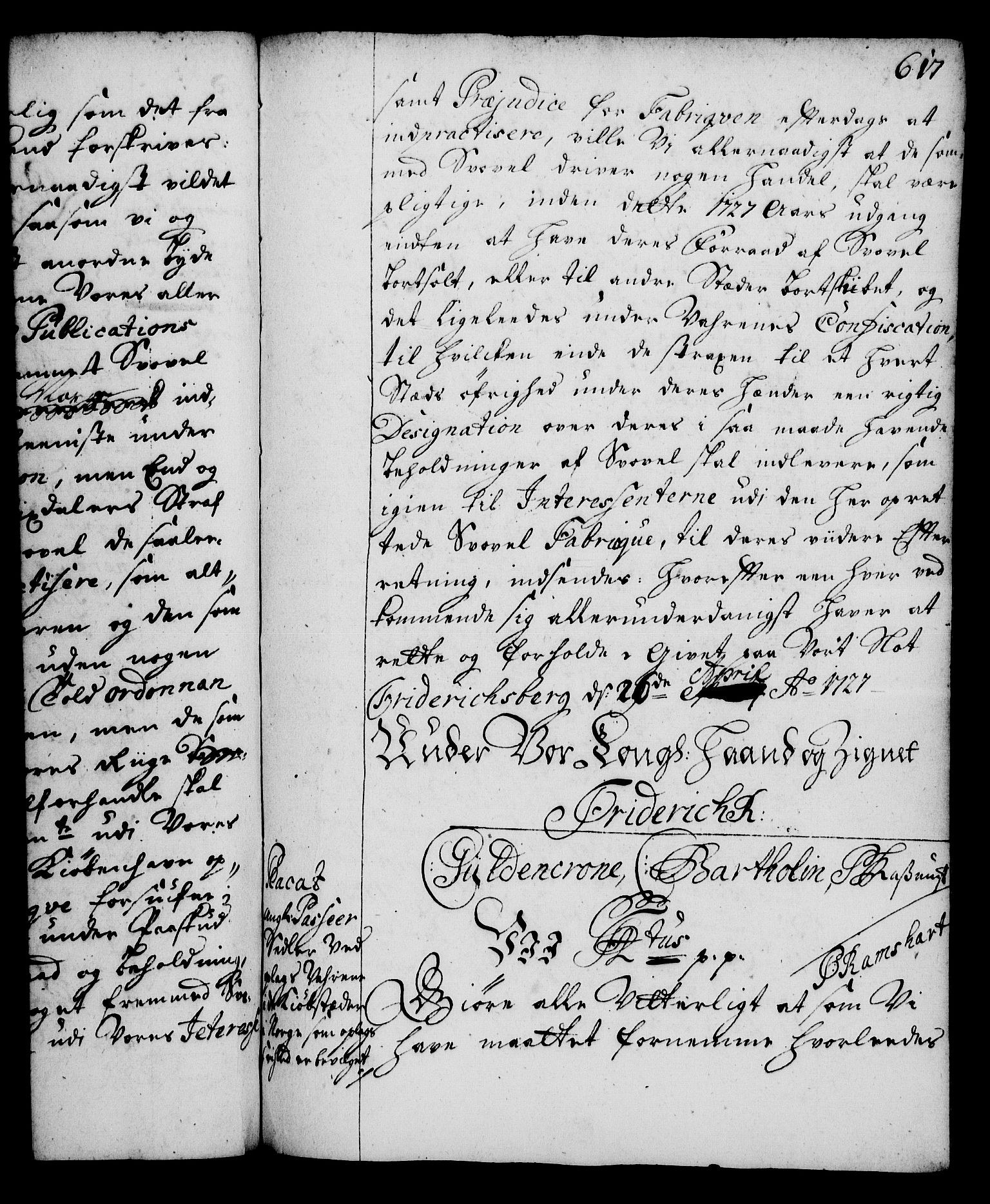 Rentekammeret, Kammerkanselliet, RA/EA-3111/G/Gg/Gga/L0002: Norsk ekspedisjonsprotokoll med register (merket RK 53.2), 1723-1727, s. 617