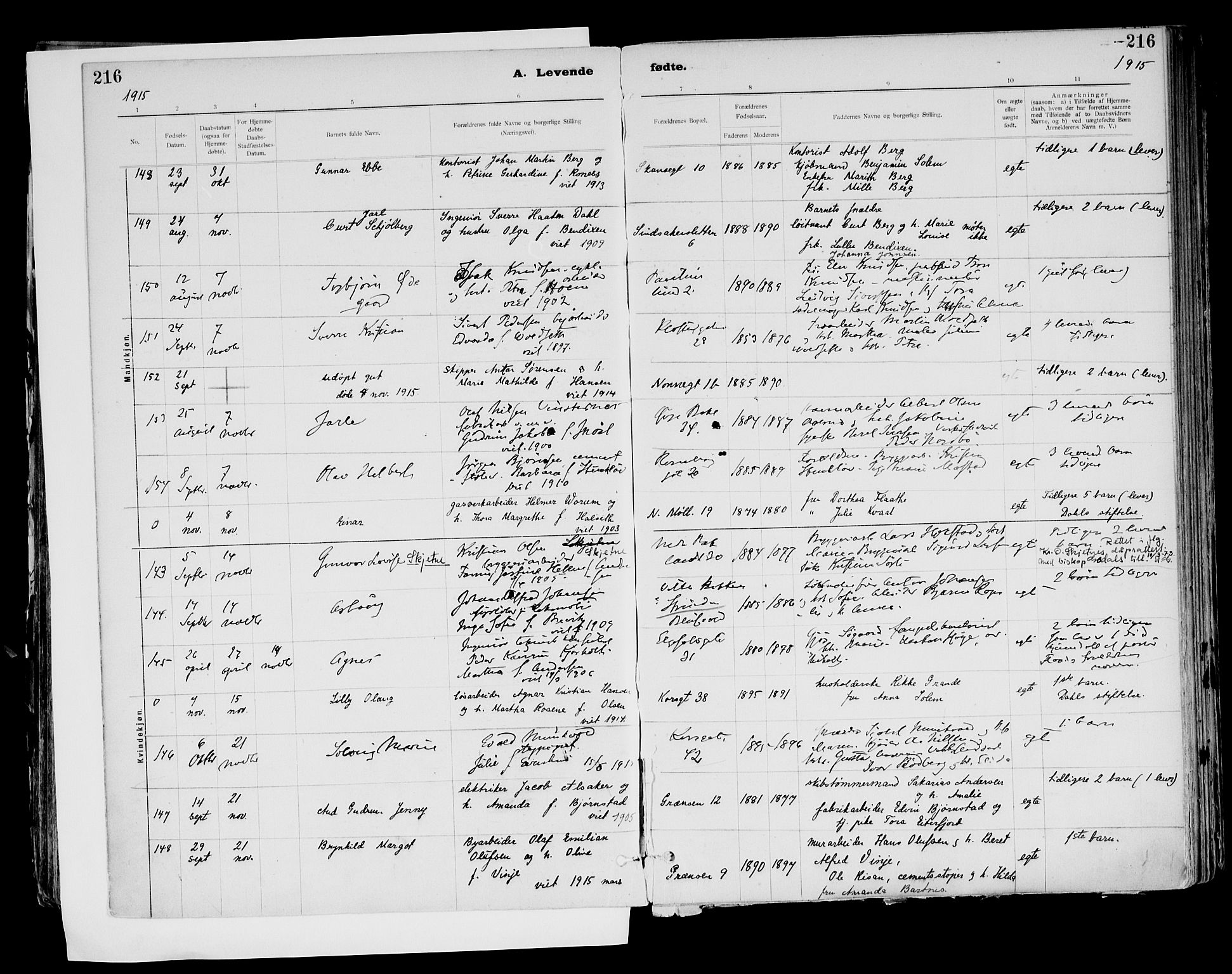 Ministerialprotokoller, klokkerbøker og fødselsregistre - Sør-Trøndelag, SAT/A-1456/604/L0203: Ministerialbok nr. 604A23, 1908-1916, s. 216