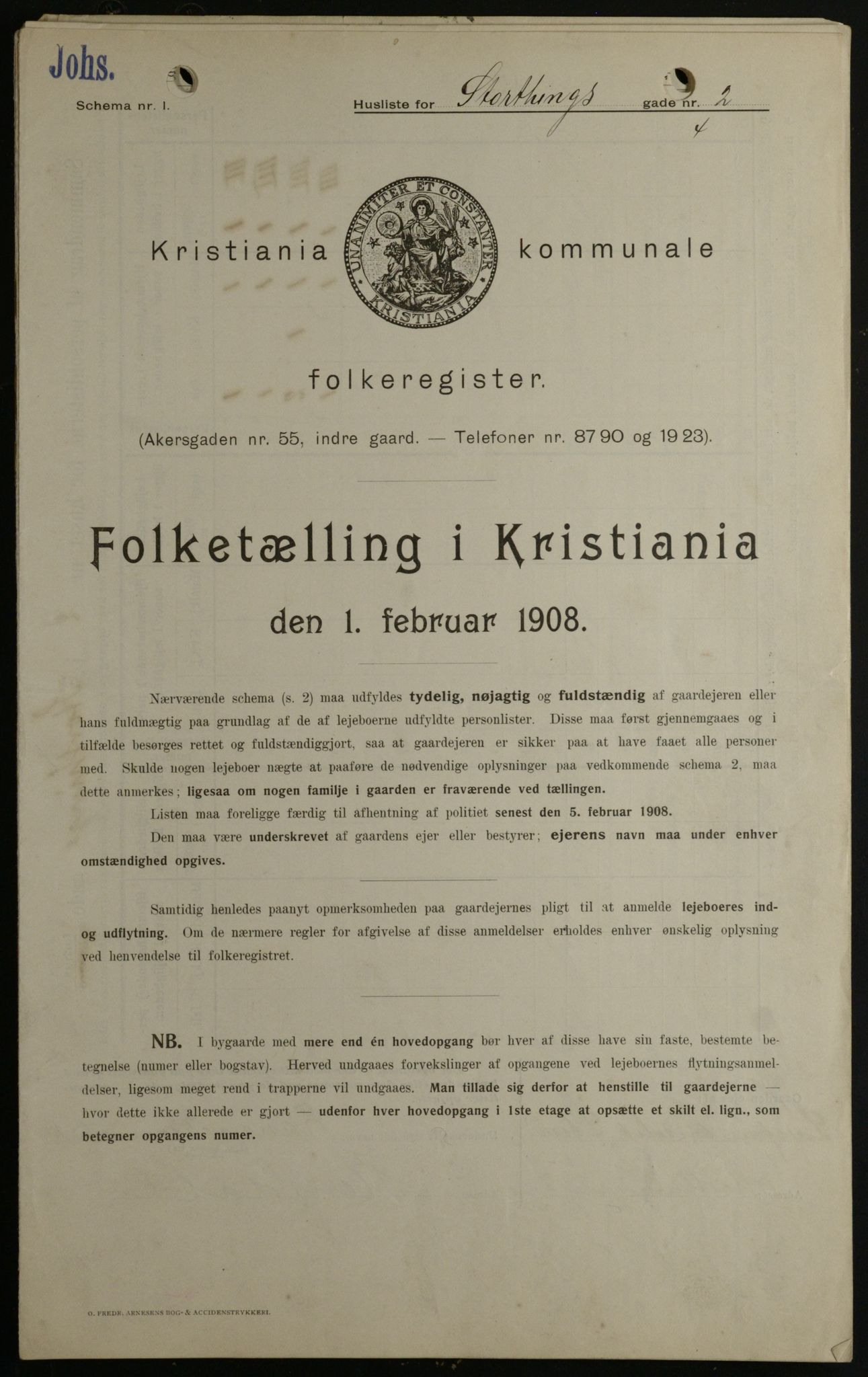 OBA, Kommunal folketelling 1.2.1908 for Kristiania kjøpstad, 1908, s. 93024