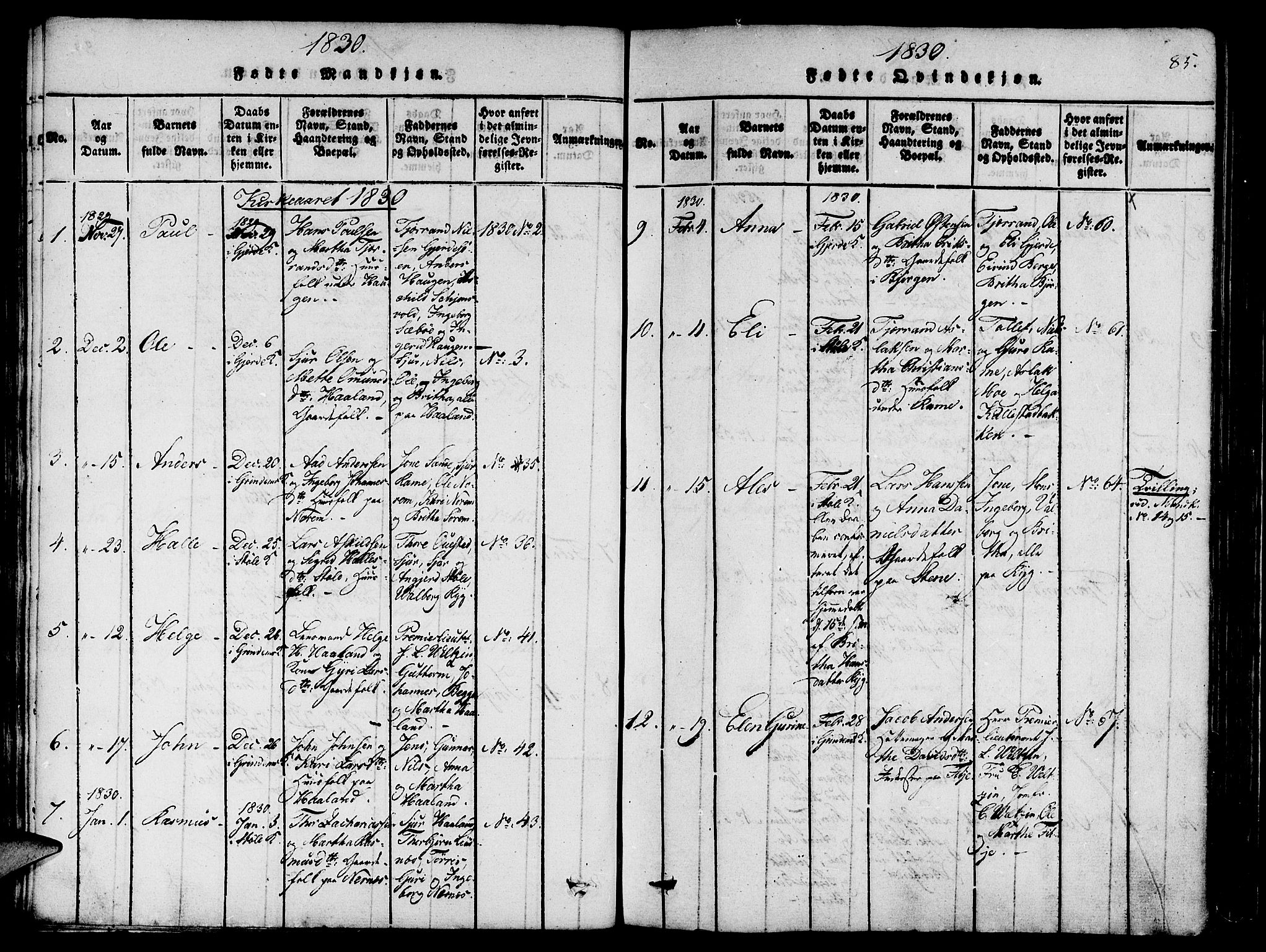 Etne sokneprestembete, SAB/A-75001/H/Haa: Ministerialbok nr. A 6, 1815-1831, s. 85