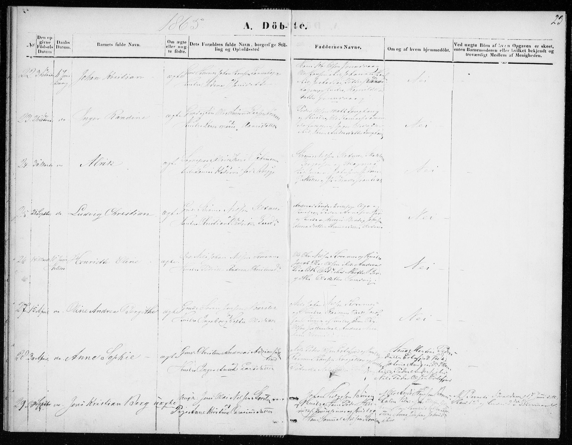 Lenvik sokneprestembete, AV/SATØ-S-1310/H/Ha/Haa/L0008kirke: Ministerialbok nr. 8, 1864-1865, s. 23