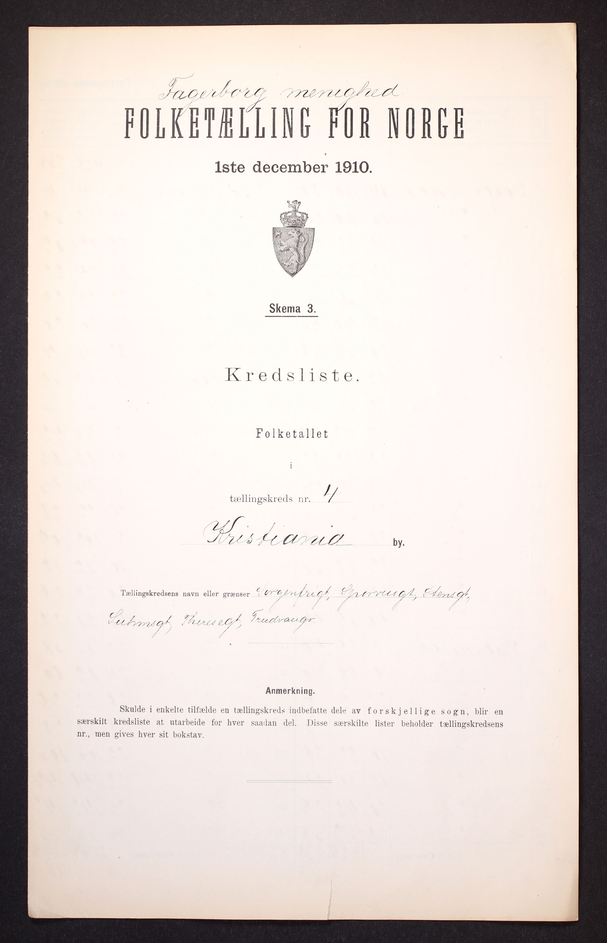 RA, Folketelling 1910 for 0301 Kristiania kjøpstad, 1910, s. 335