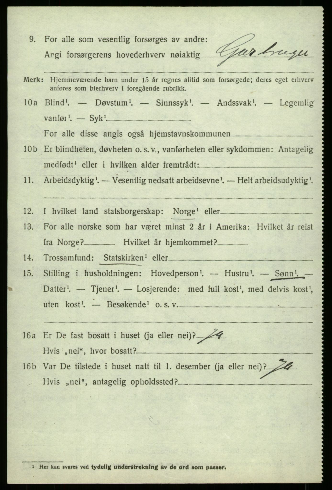 SAB, Folketelling 1920 for 1250 Haus herred, 1920, s. 7400