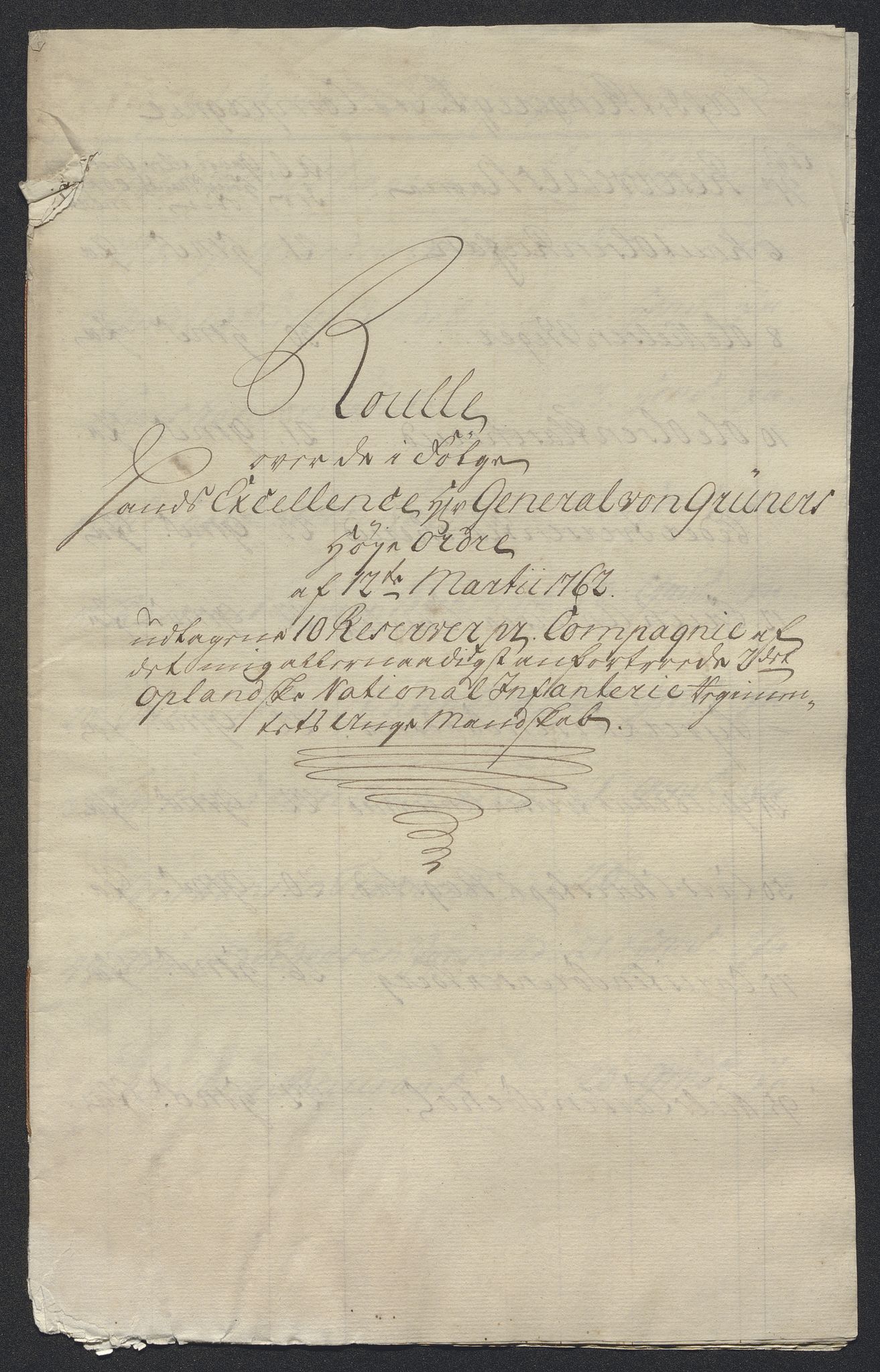 Kommanderende general (KG I) med Det norske krigsdirektorium, AV/RA-EA-5419/E/Ec/L0021: Ruller over nedkommanderte mannskap, 1758-1762, s. 634