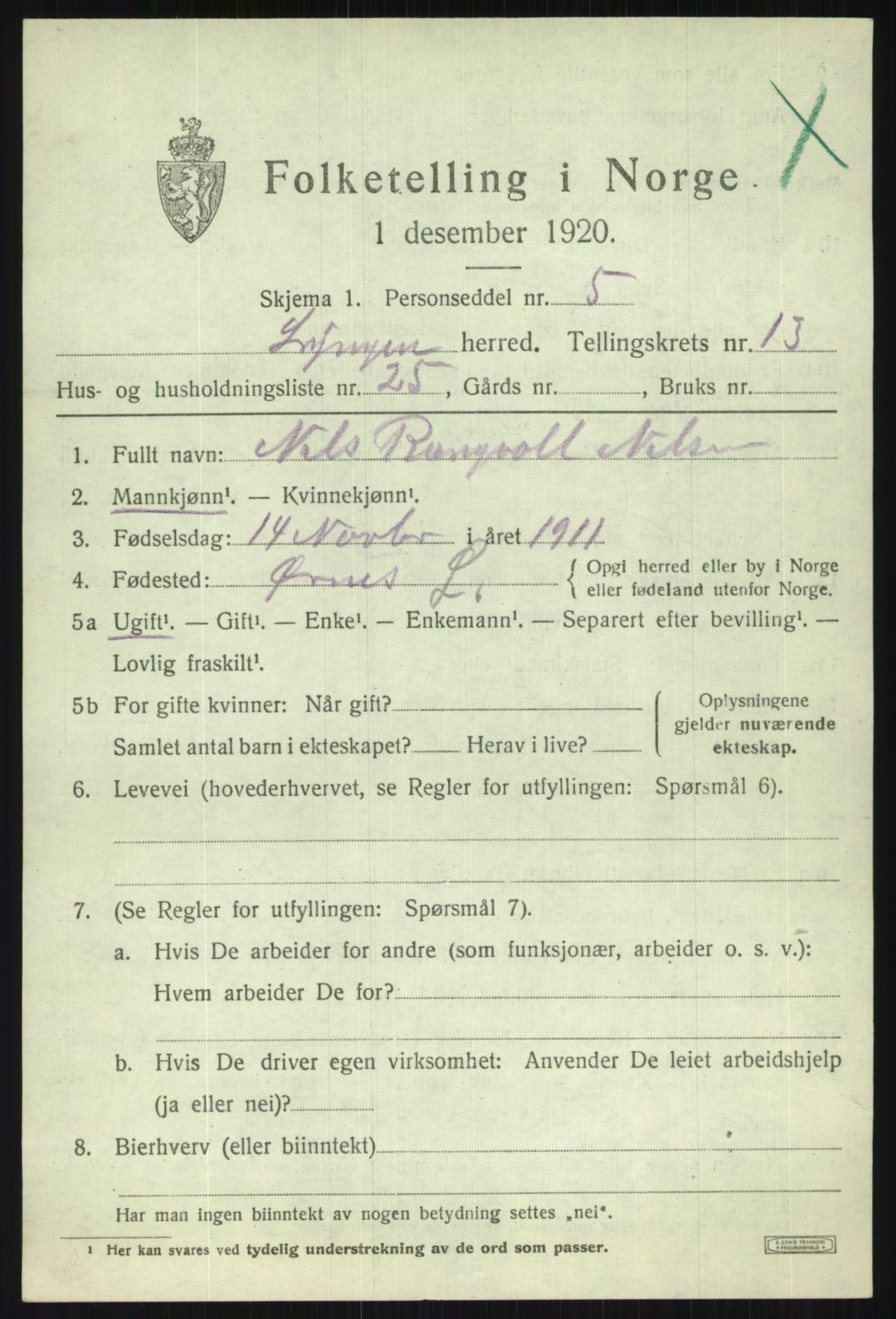 SATØ, Folketelling 1920 for 1938 Lyngen herred, 1920, s. 10393
