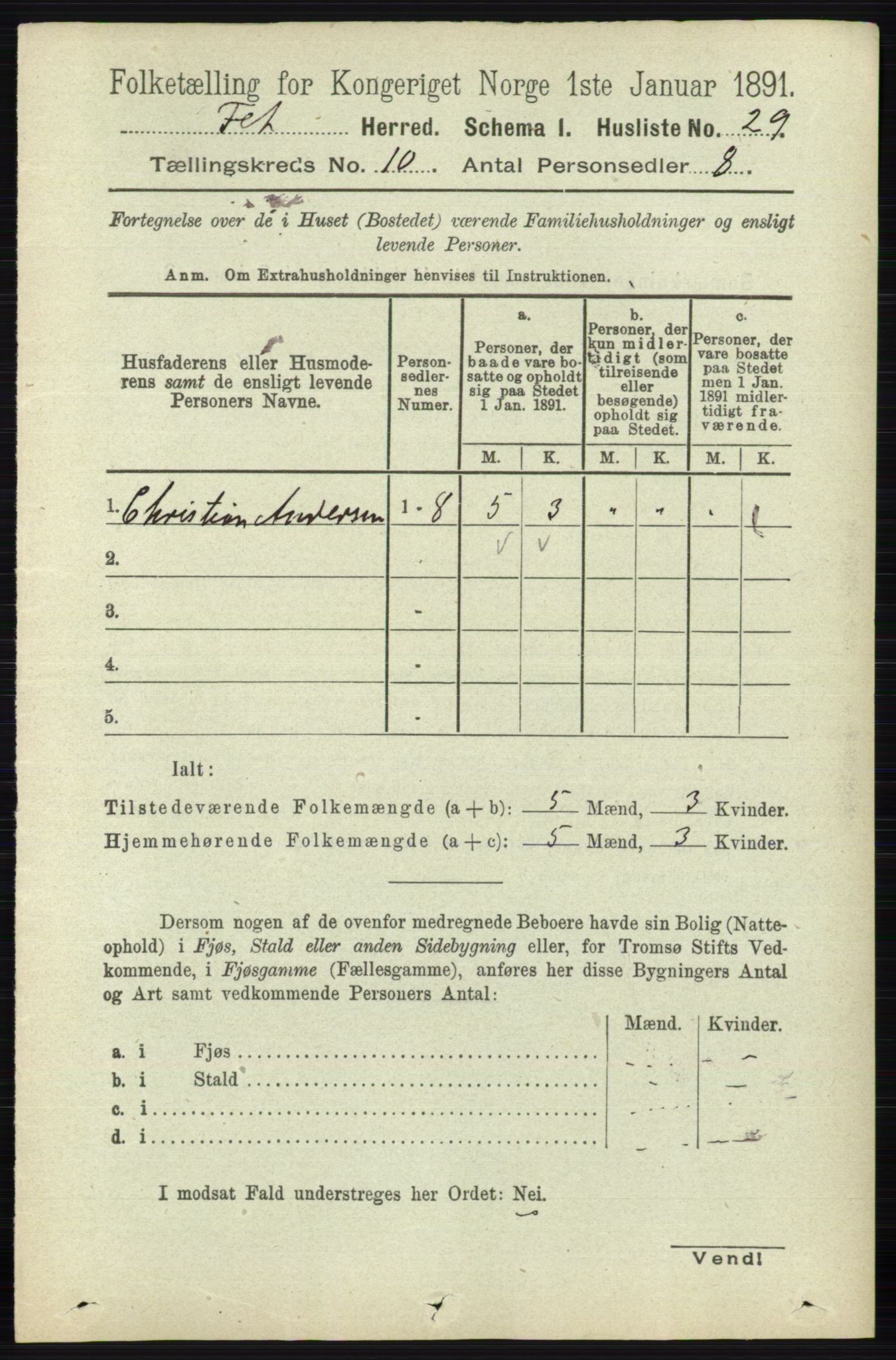 RA, Folketelling 1891 for 0227 Fet herred, 1891, s. 3977