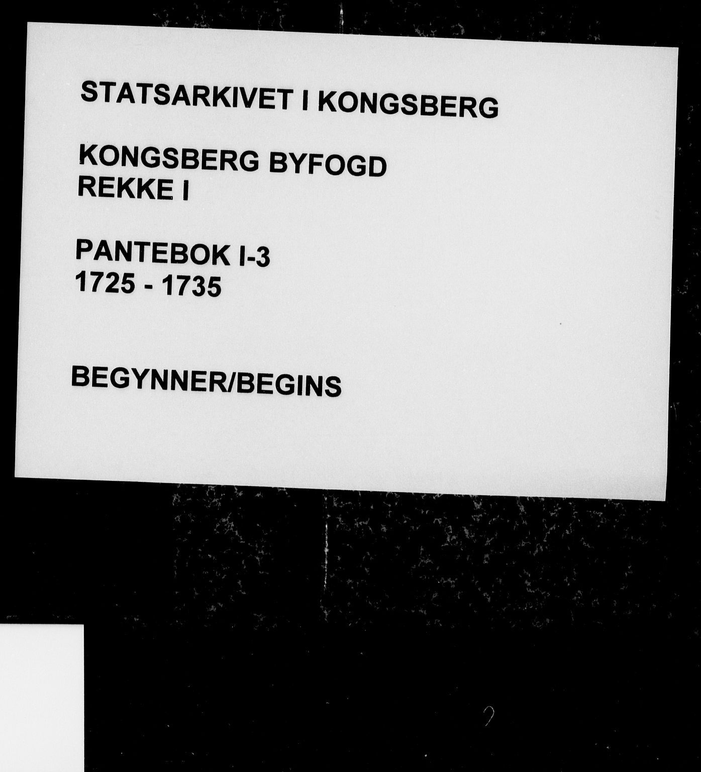 Kongsberg byfogd, SAKO/A-84/G/Ga/Gaa/L0003: Pantebok nr. I 3, 1725-1735