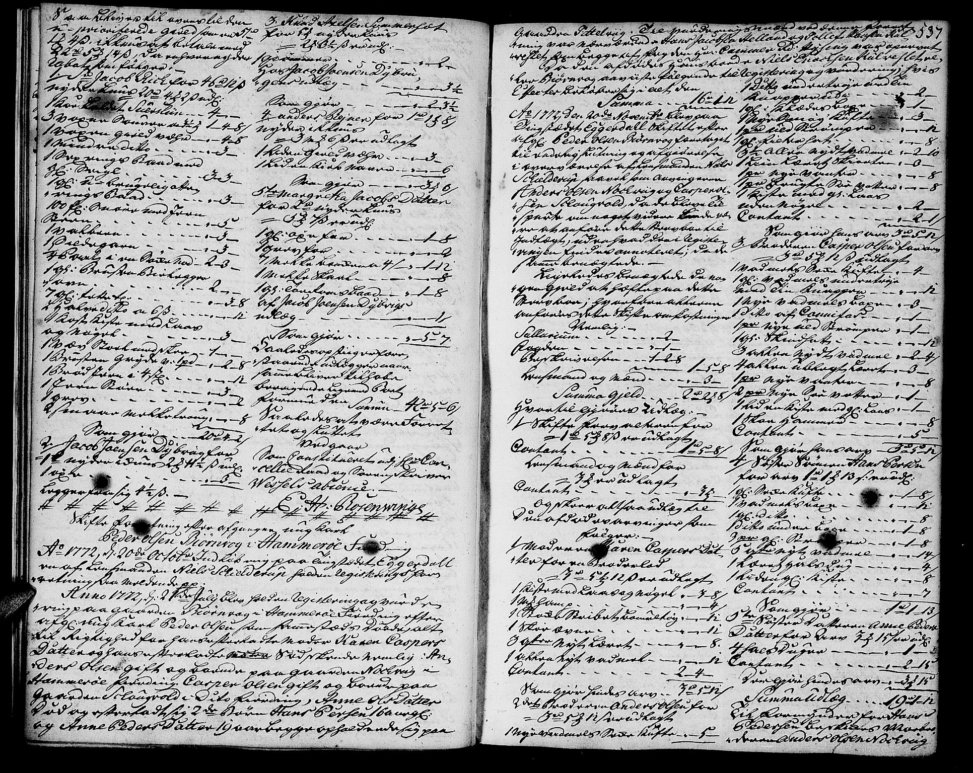 Salten sorenskriveri, AV/SAT-A-4578/1/3/3A/L0016: Skifteprotokoll 8c, 1772-1777, s. 536b-537a
