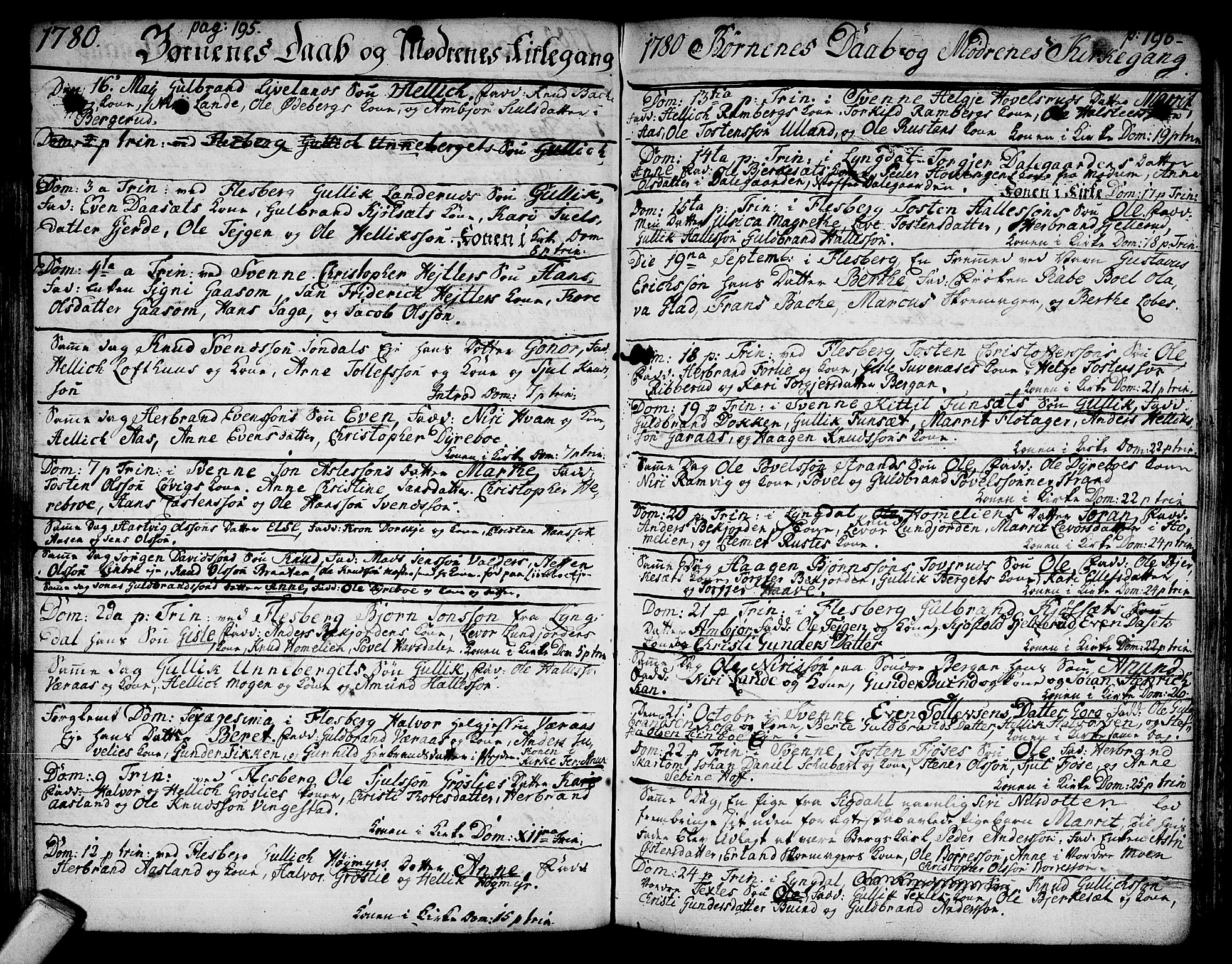 Flesberg kirkebøker, SAKO/A-18/F/Fa/L0003: Ministerialbok nr. I 3, 1748-1790, s. 195-196