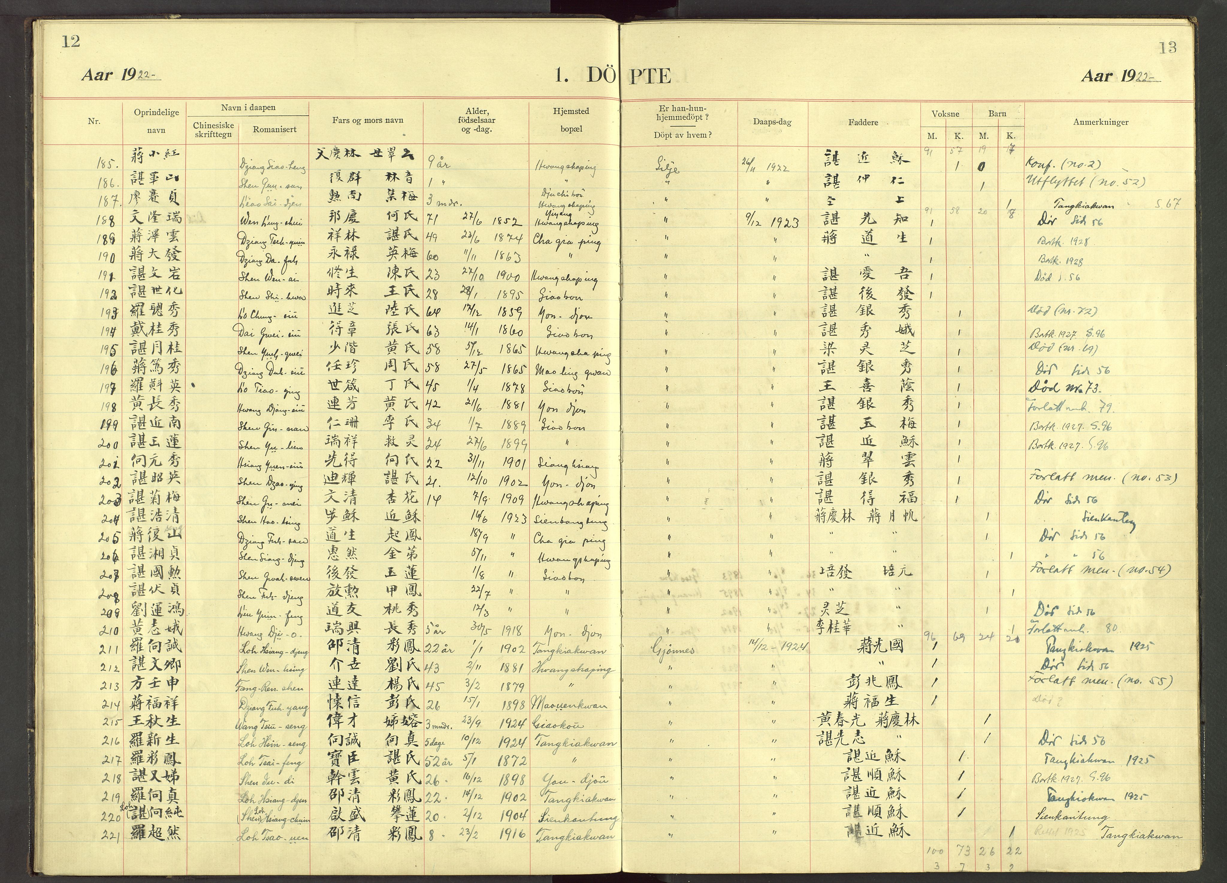 Det Norske Misjonsselskap - utland - Kina (Hunan), VID/MA-A-1065/Dm/L0081: Ministerialbok nr. 119, 1915-1948, s. 12-13