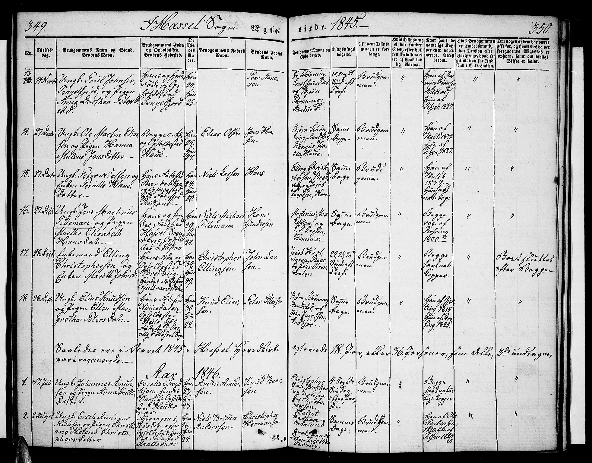 Ministerialprotokoller, klokkerbøker og fødselsregistre - Nordland, AV/SAT-A-1459/888/L1239: Ministerialbok nr. 888A06 /1, 1837-1849, s. 349-350