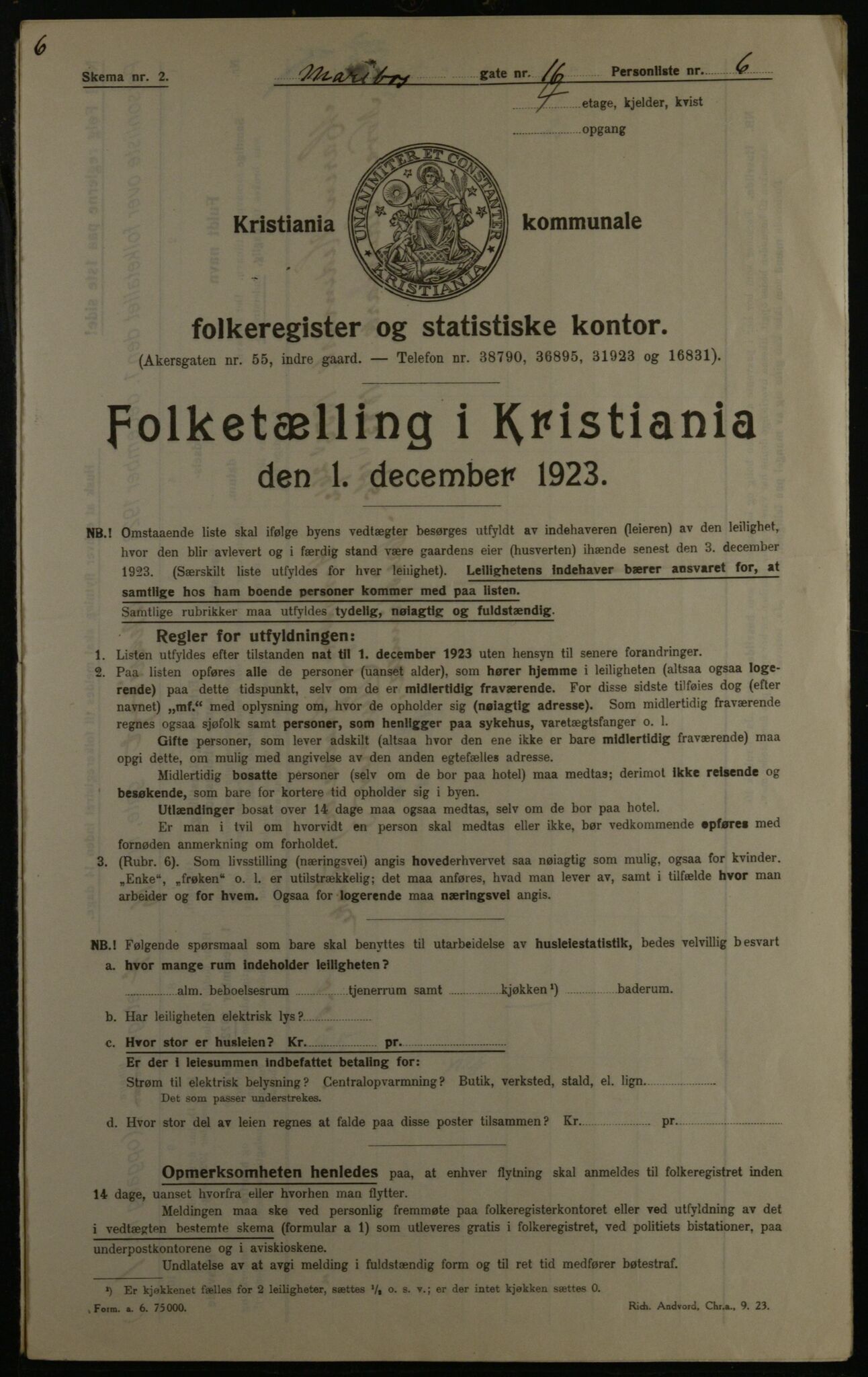 OBA, Kommunal folketelling 1.12.1923 for Kristiania, 1923, s. 67414