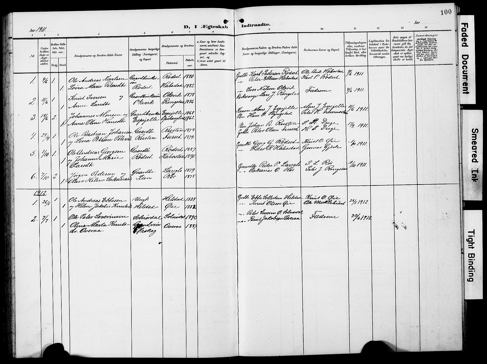 Ministerialprotokoller, klokkerbøker og fødselsregistre - Møre og Romsdal, AV/SAT-A-1454/520/L0293: Klokkerbok nr. 520C05, 1902-1923, s. 100