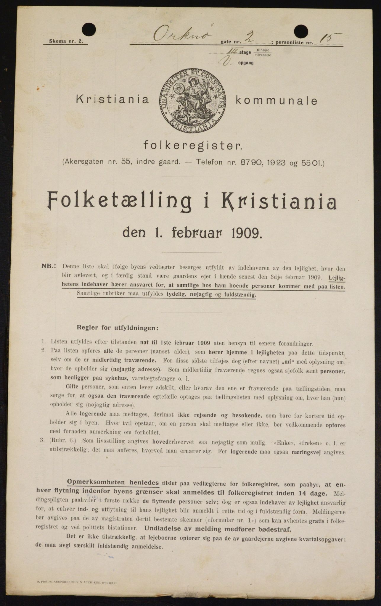 OBA, Kommunal folketelling 1.2.1909 for Kristiania kjøpstad, 1909, s. 68734