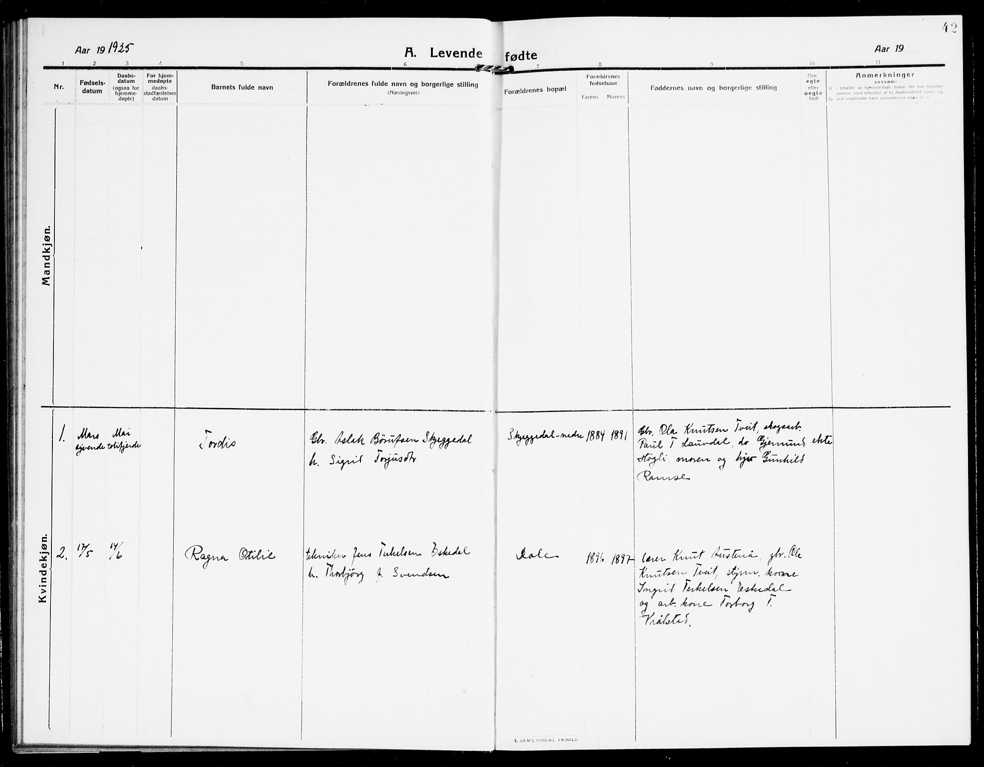 Åmli sokneprestkontor, SAK/1111-0050/F/Fb/Fbb/L0003: Klokkerbok nr. B 3, 1906-1941, s. 42