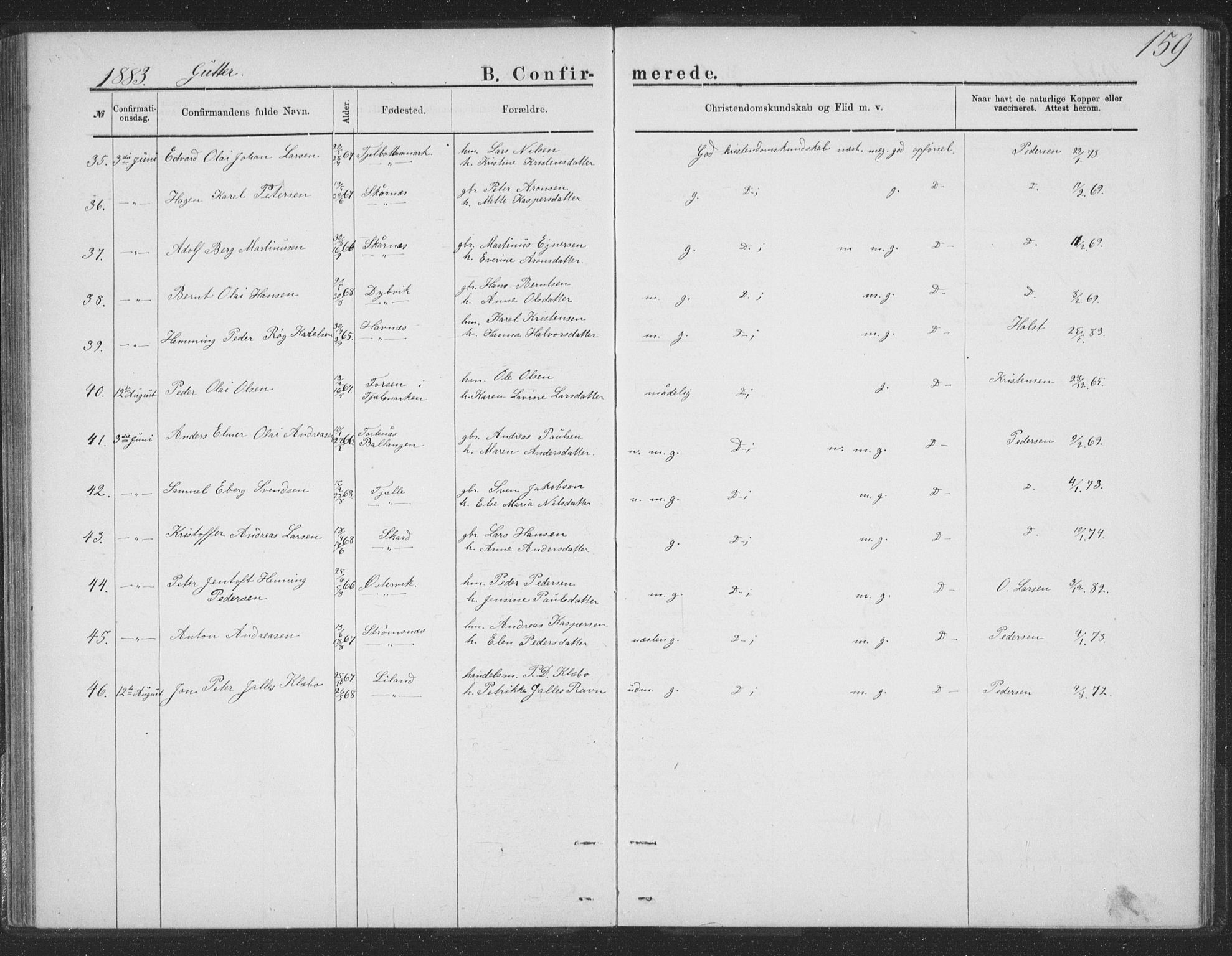 Ministerialprotokoller, klokkerbøker og fødselsregistre - Nordland, AV/SAT-A-1459/863/L0913: Klokkerbok nr. 863C03, 1877-1885, s. 159