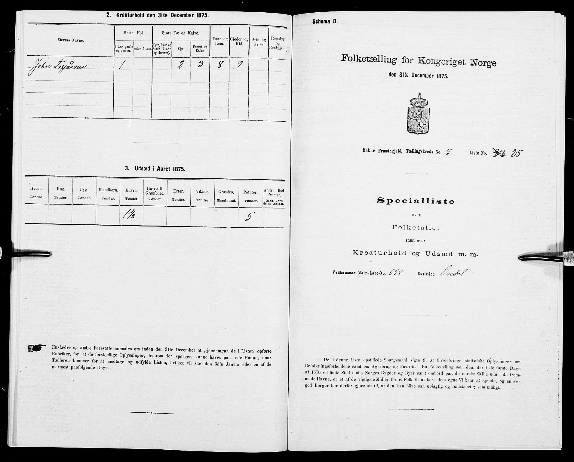 SAK, Folketelling 1875 for 1045P Bakke prestegjeld, 1875, s. 555