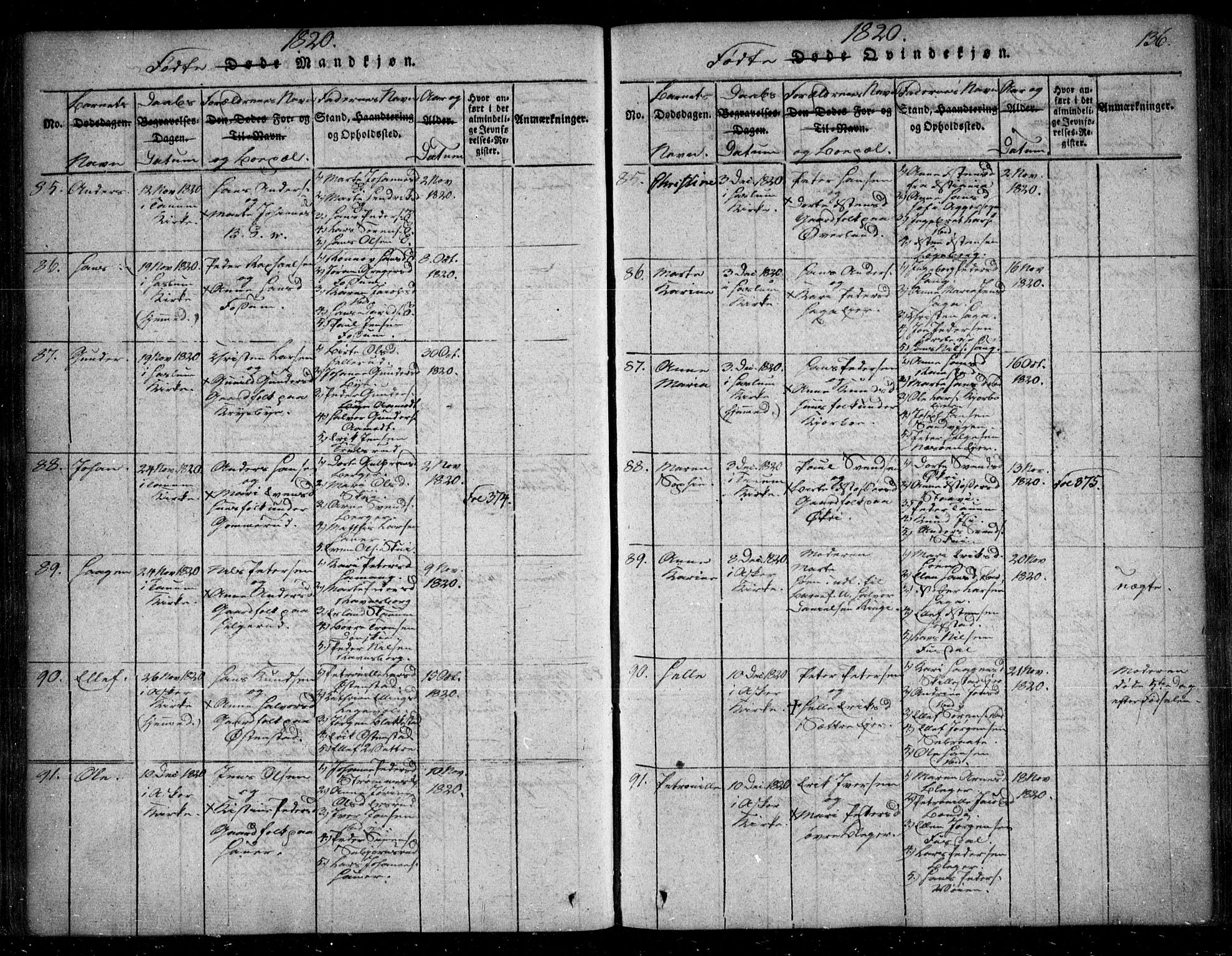 Asker prestekontor Kirkebøker, SAO/A-10256a/F/Fa/L0006: Ministerialbok nr. I 6, 1814-1824, s. 136