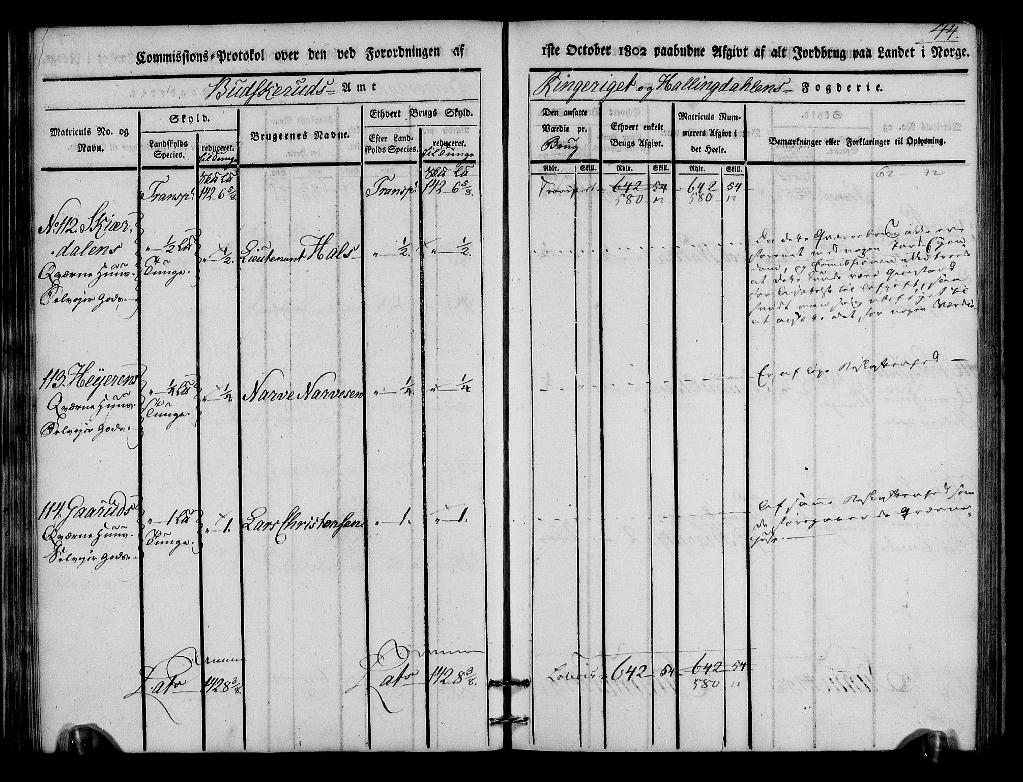 Rentekammeret inntil 1814, Realistisk ordnet avdeling, AV/RA-EA-4070/N/Ne/Nea/L0046: Ringerike og Hallingdal fogderi. Kommisjonsprotokoll for Hole prestegjeld, 1803, s. 45