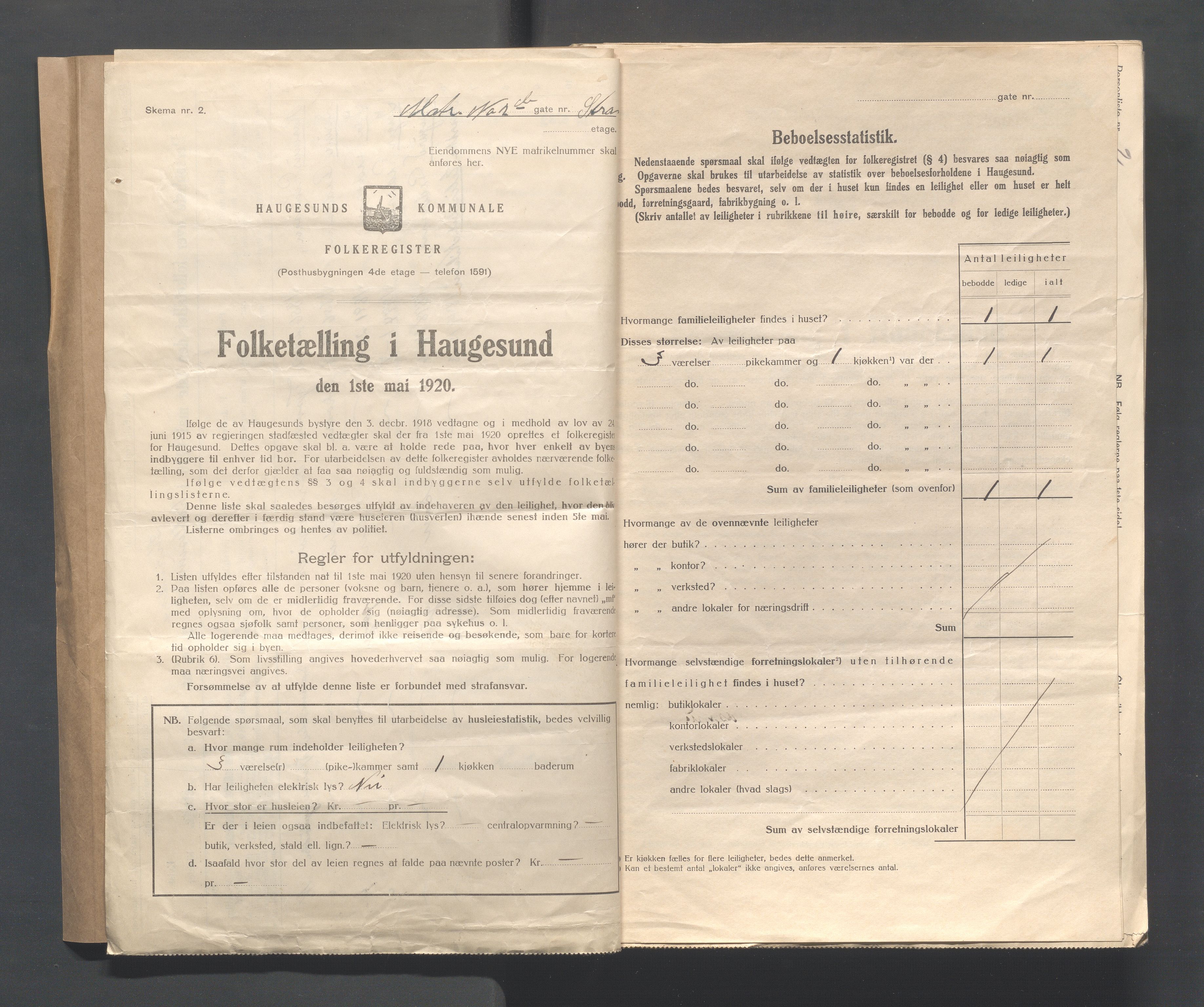 IKAR, Kommunal folketelling 1.5.1920 for Haugesund, 1920, s. 4103