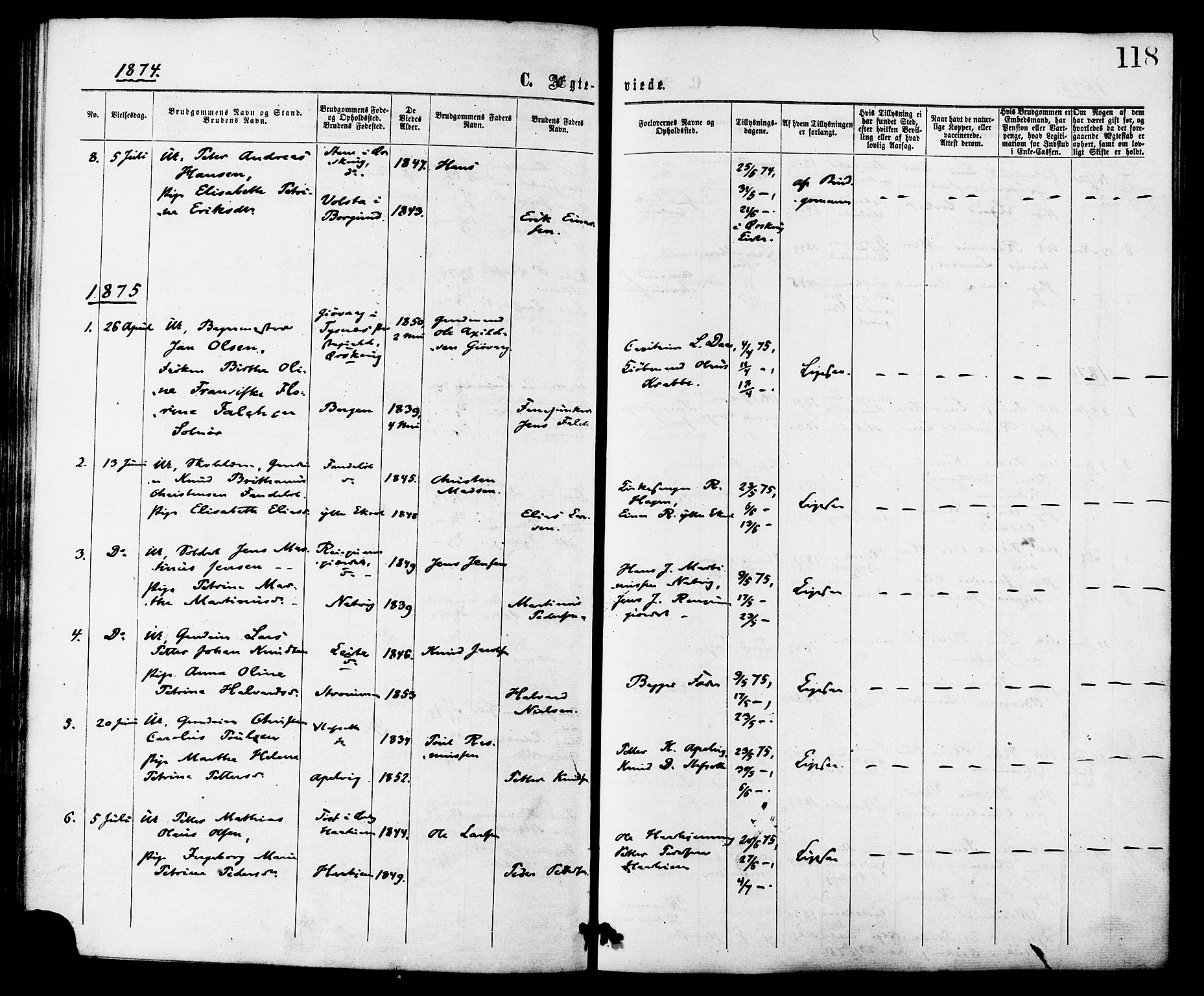 Ministerialprotokoller, klokkerbøker og fødselsregistre - Møre og Romsdal, SAT/A-1454/524/L0355: Ministerialbok nr. 524A07, 1864-1879, s. 118