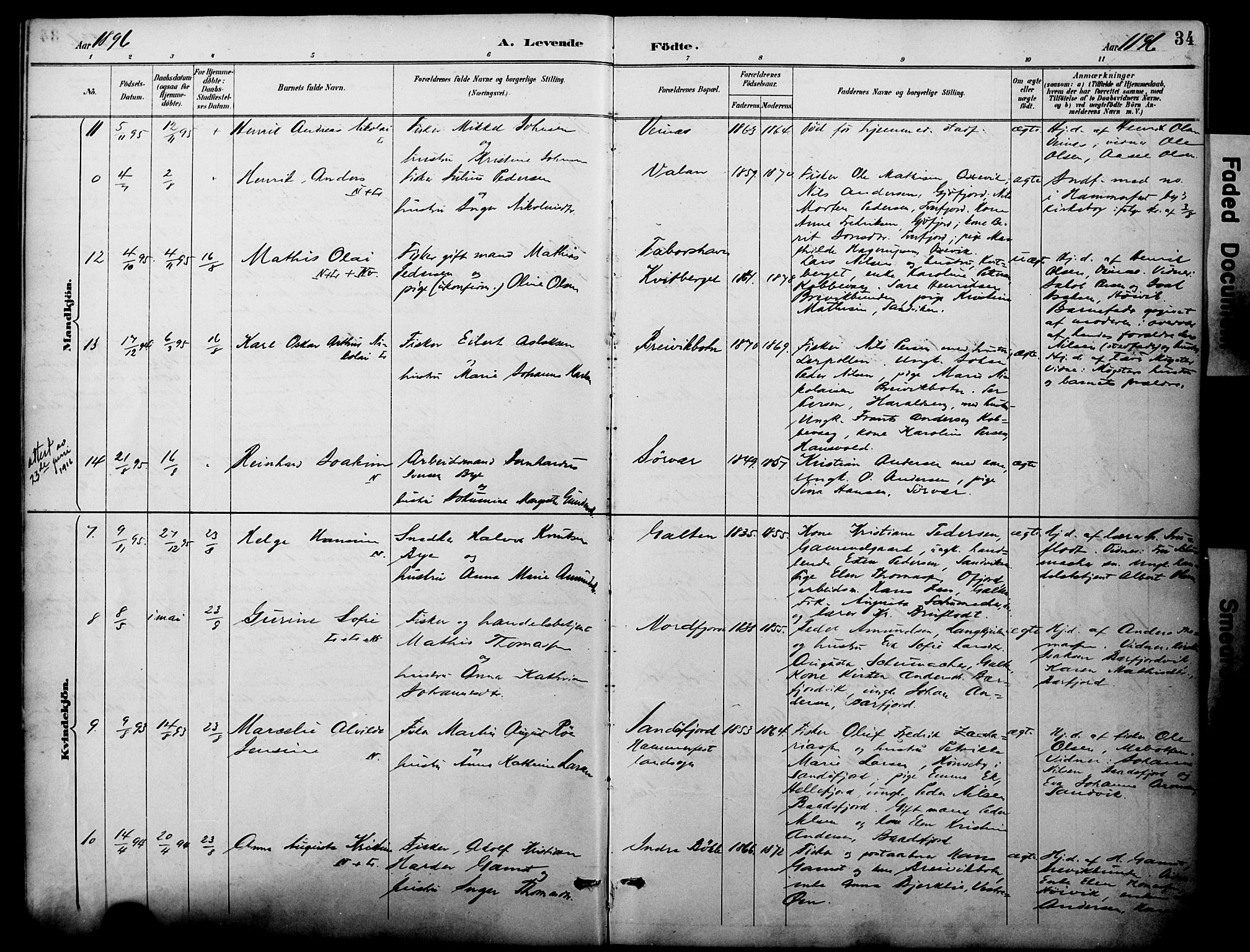Loppa sokneprestkontor, AV/SATØ-S-1339/H/Ha/L0008kirke: Ministerialbok nr. 8, 1889-1907, s. 34