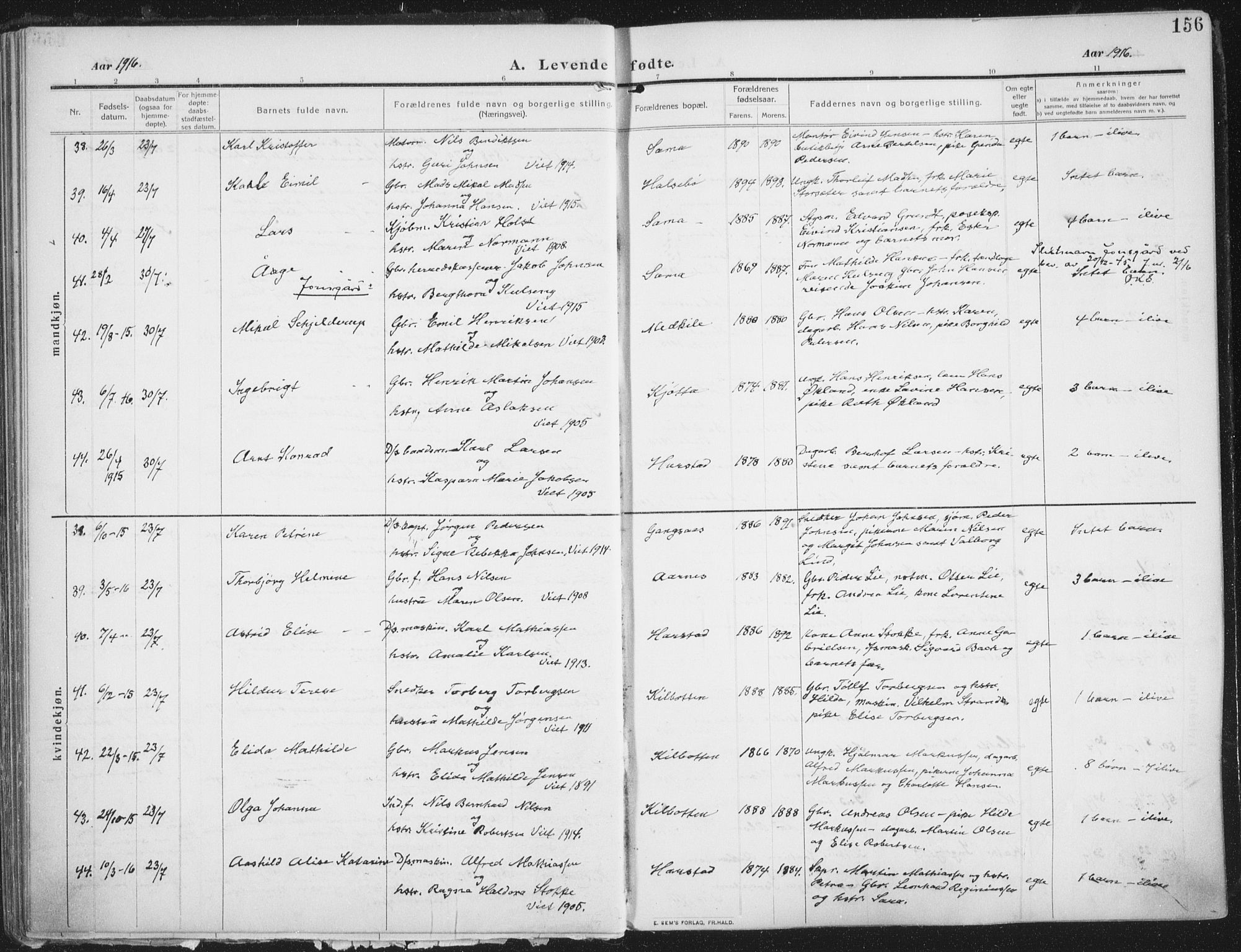 Trondenes sokneprestkontor, AV/SATØ-S-1319/H/Ha/L0018kirke: Ministerialbok nr. 18, 1909-1918, s. 156