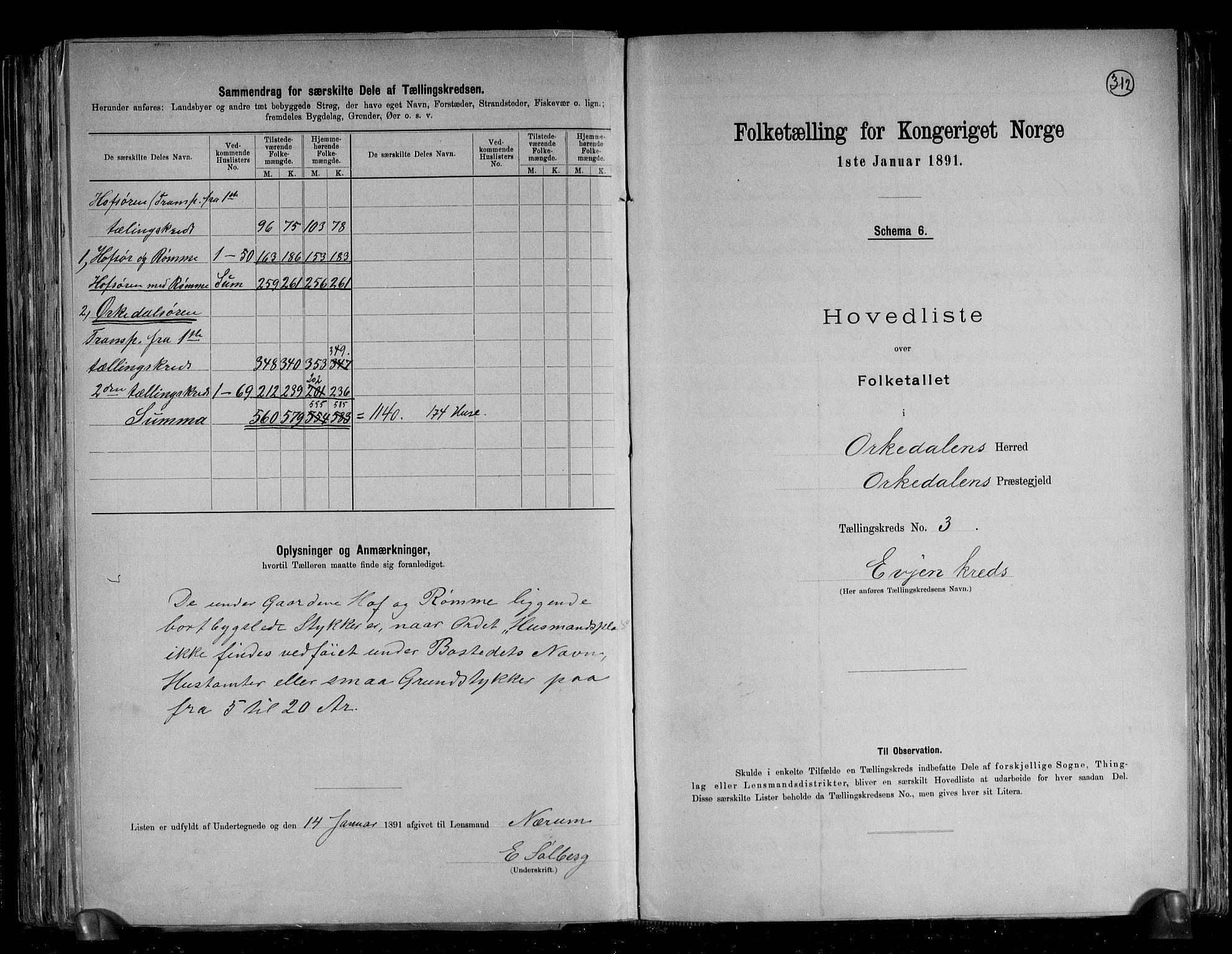 RA, Folketelling 1891 for 1638 Orkdal herred, 1891, s. 11