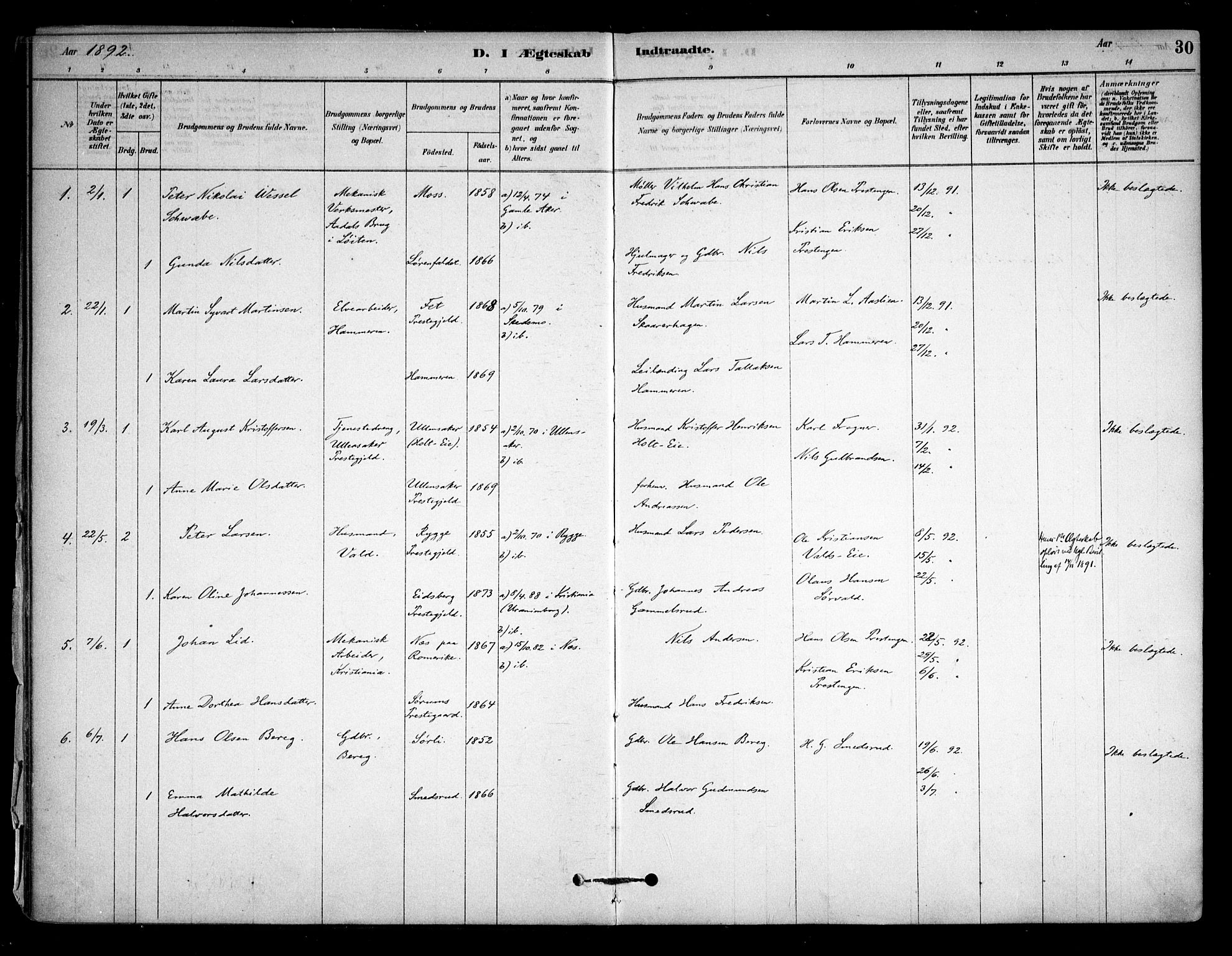 Sørum prestekontor Kirkebøker, AV/SAO-A-10303/F/Fa/L0008: Ministerialbok nr. I 8, 1878-1914, s. 30