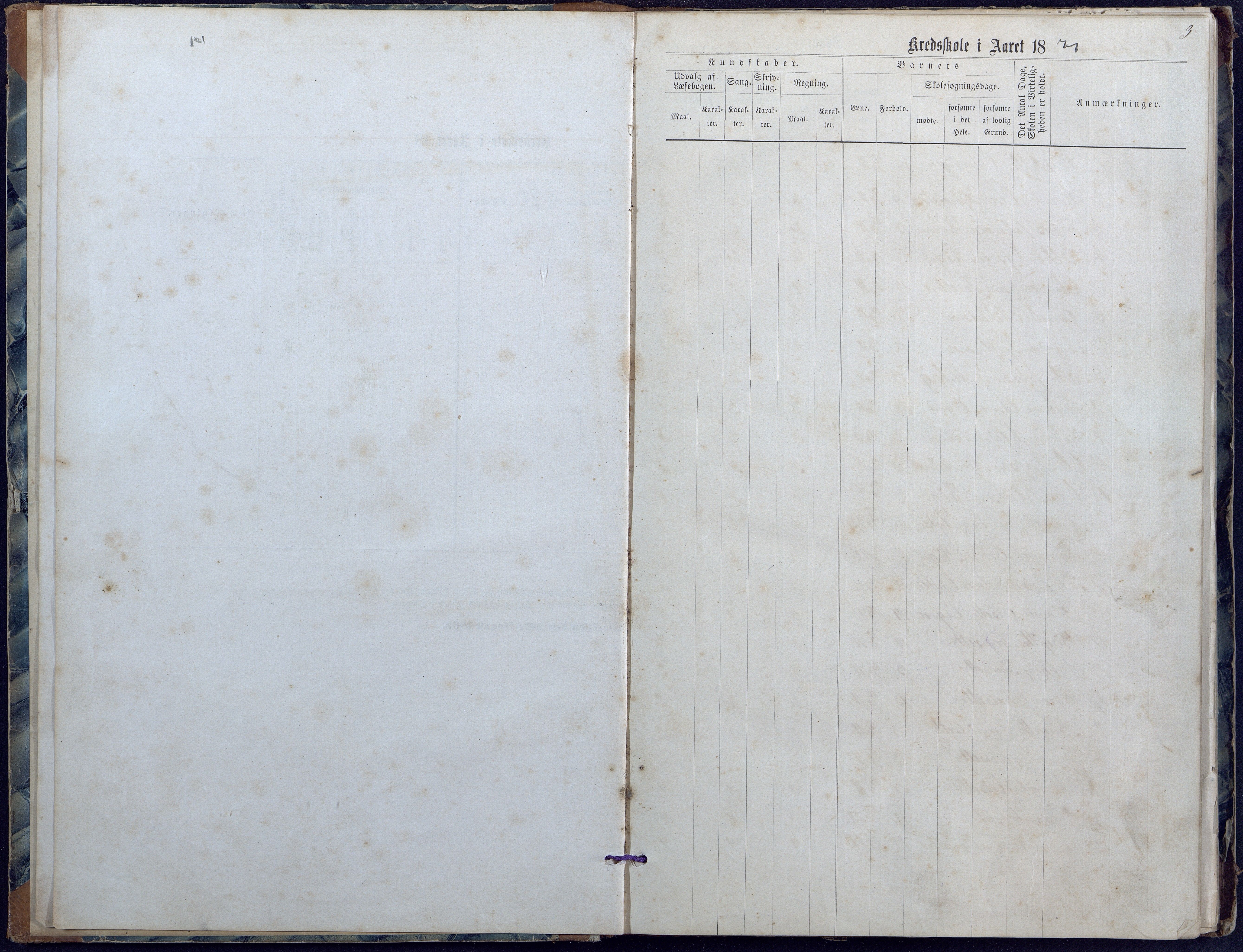 Valle kommune, AAKS/KA0940-PK/03/L0047: Protokoll over skolehold og skolesøkning i Valle faste skole, 1872-1890, s. 3