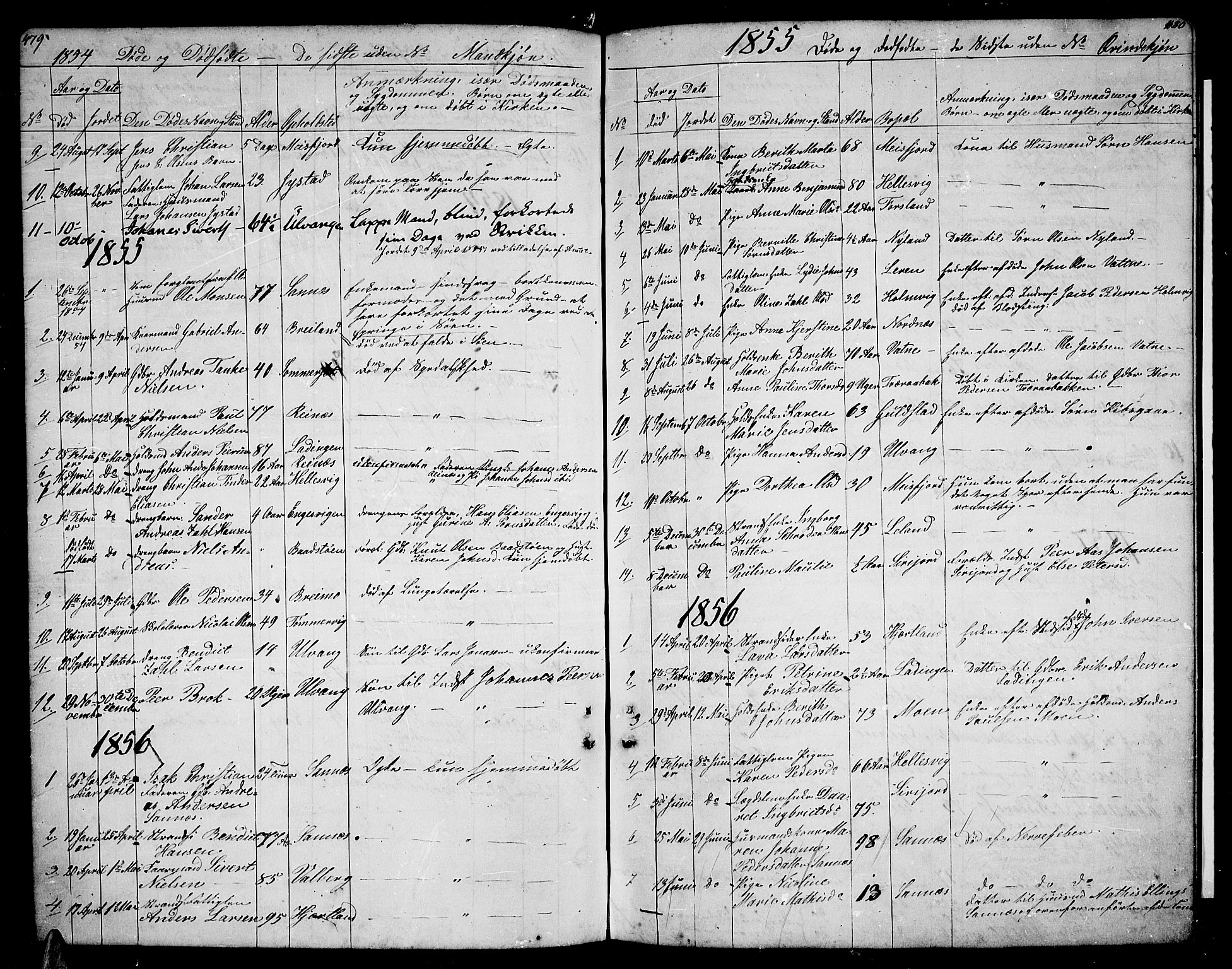 Ministerialprotokoller, klokkerbøker og fødselsregistre - Nordland, AV/SAT-A-1459/831/L0475: Klokkerbok nr. 831C02, 1851-1865, s. 479-480
