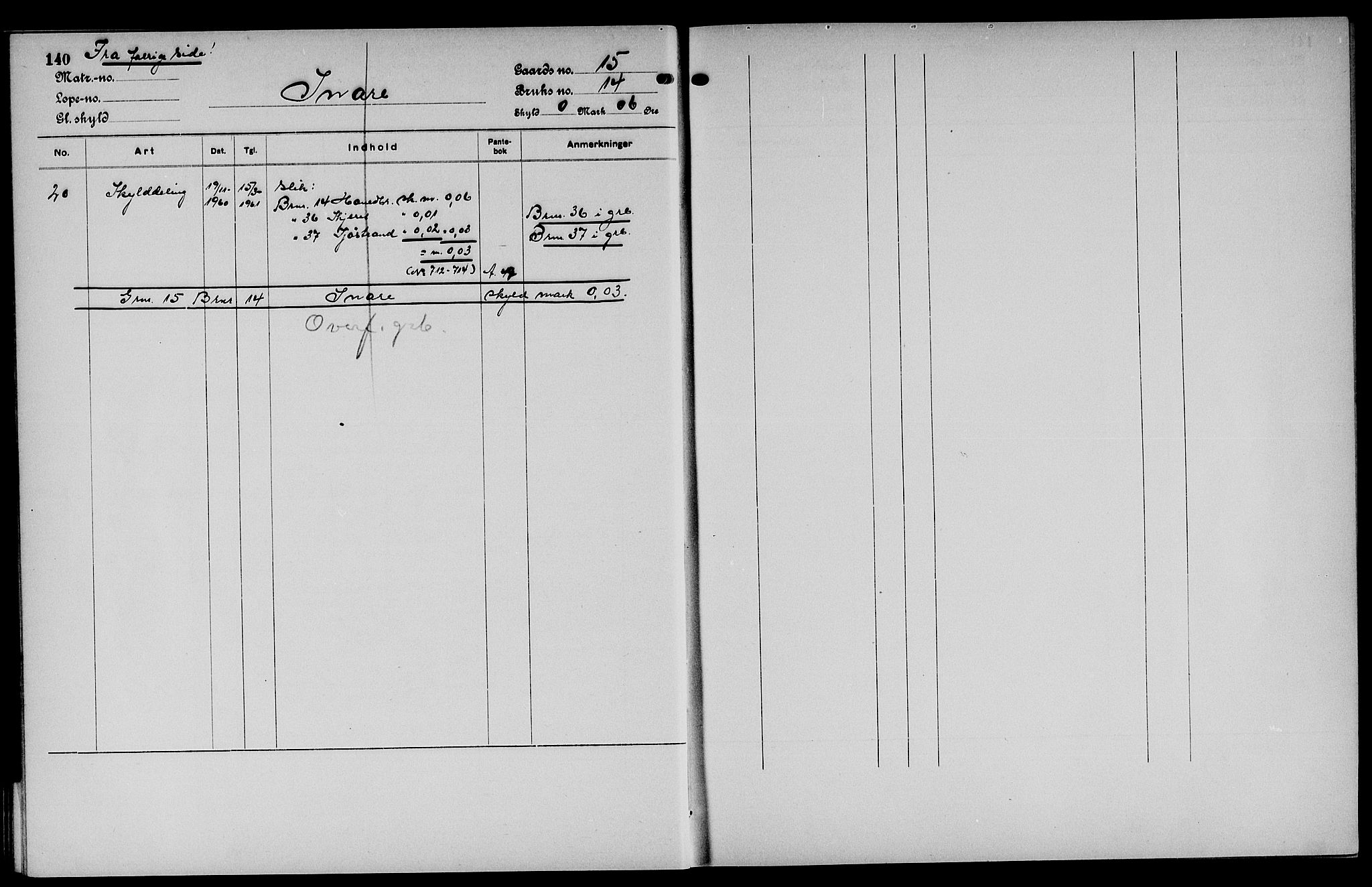 Vinger og Odal sorenskriveri, SAH/TING-022/H/Ha/Hac/Hacc/L0003: Panteregister nr. 3.3, 1923, s. 140