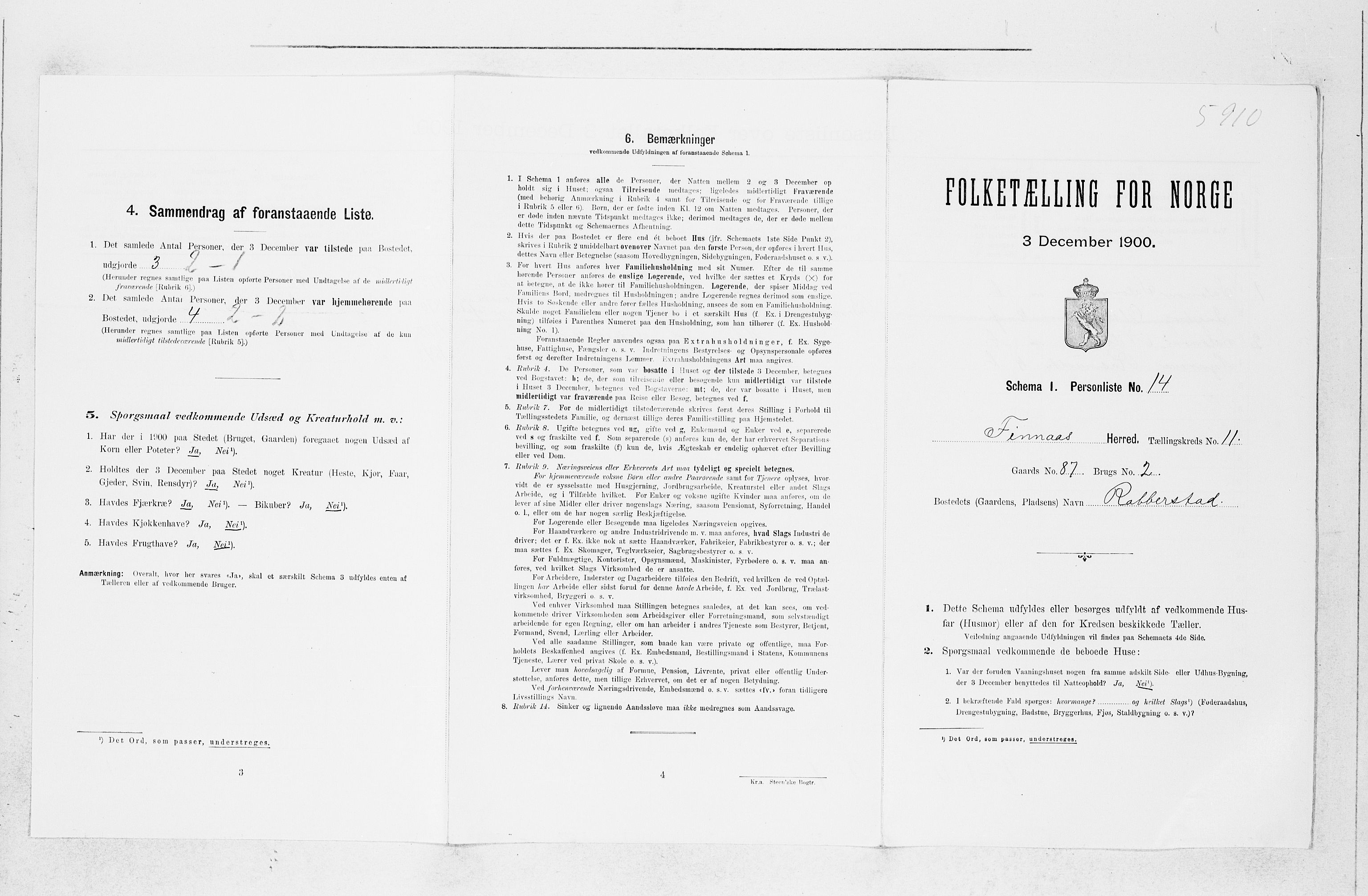 SAB, Folketelling 1900 for 1218 Finnås herred, 1900, s. 1213
