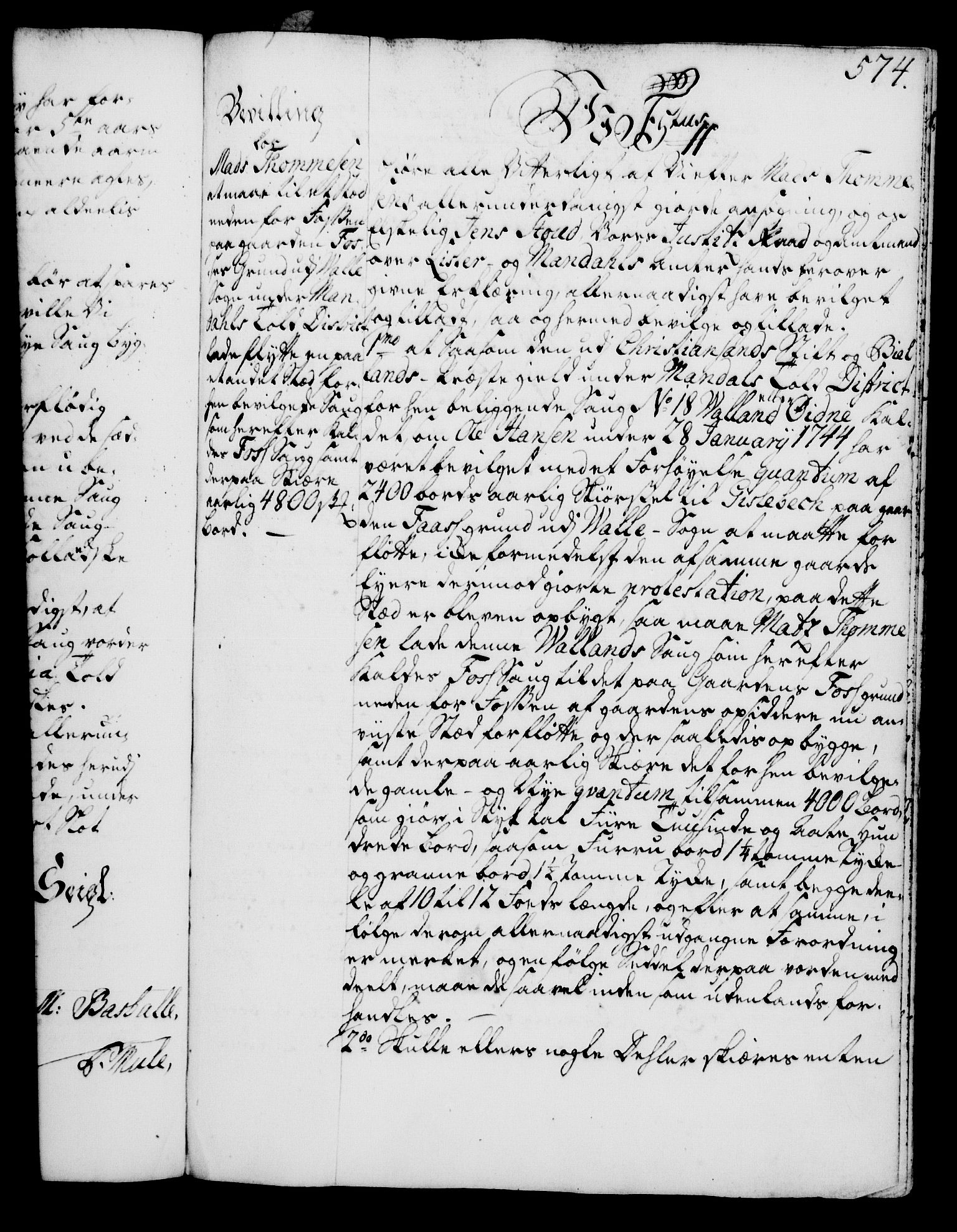 Rentekammeret, Kammerkanselliet, RA/EA-3111/G/Gg/Gga/L0005: Norsk ekspedisjonsprotokoll med register (merket RK 53.5), 1741-1749, s. 574