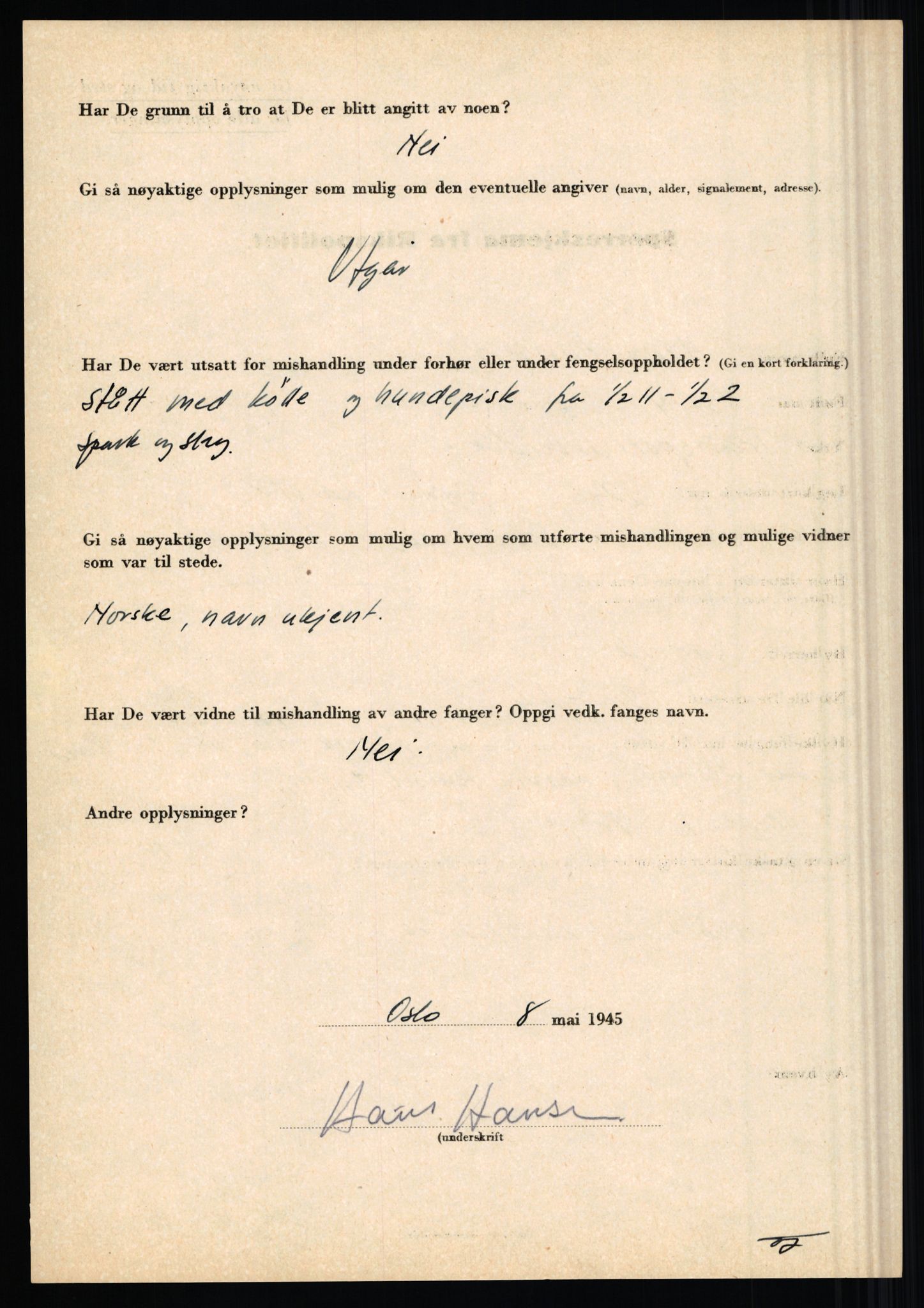 Rikspolitisjefen, AV/RA-S-1560/L/L0006: Hansen, Adolf Boye - Hemstad, Gunnar, 1940-1945, s. 172