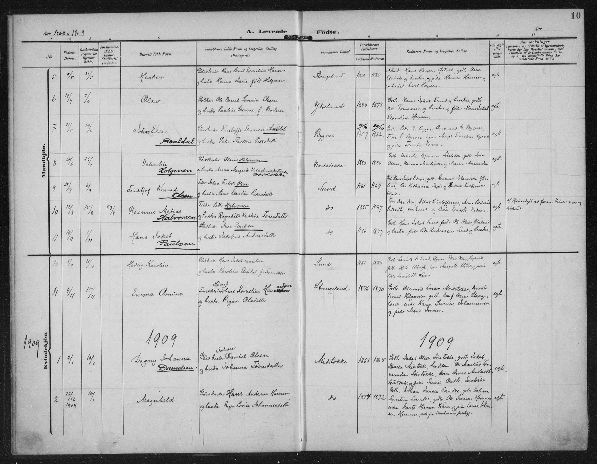 Kopervik sokneprestkontor, AV/SAST-A-101850/H/Ha/Haa/L0003: Ministerialbok nr. A 3, 1906-1924, s. 10