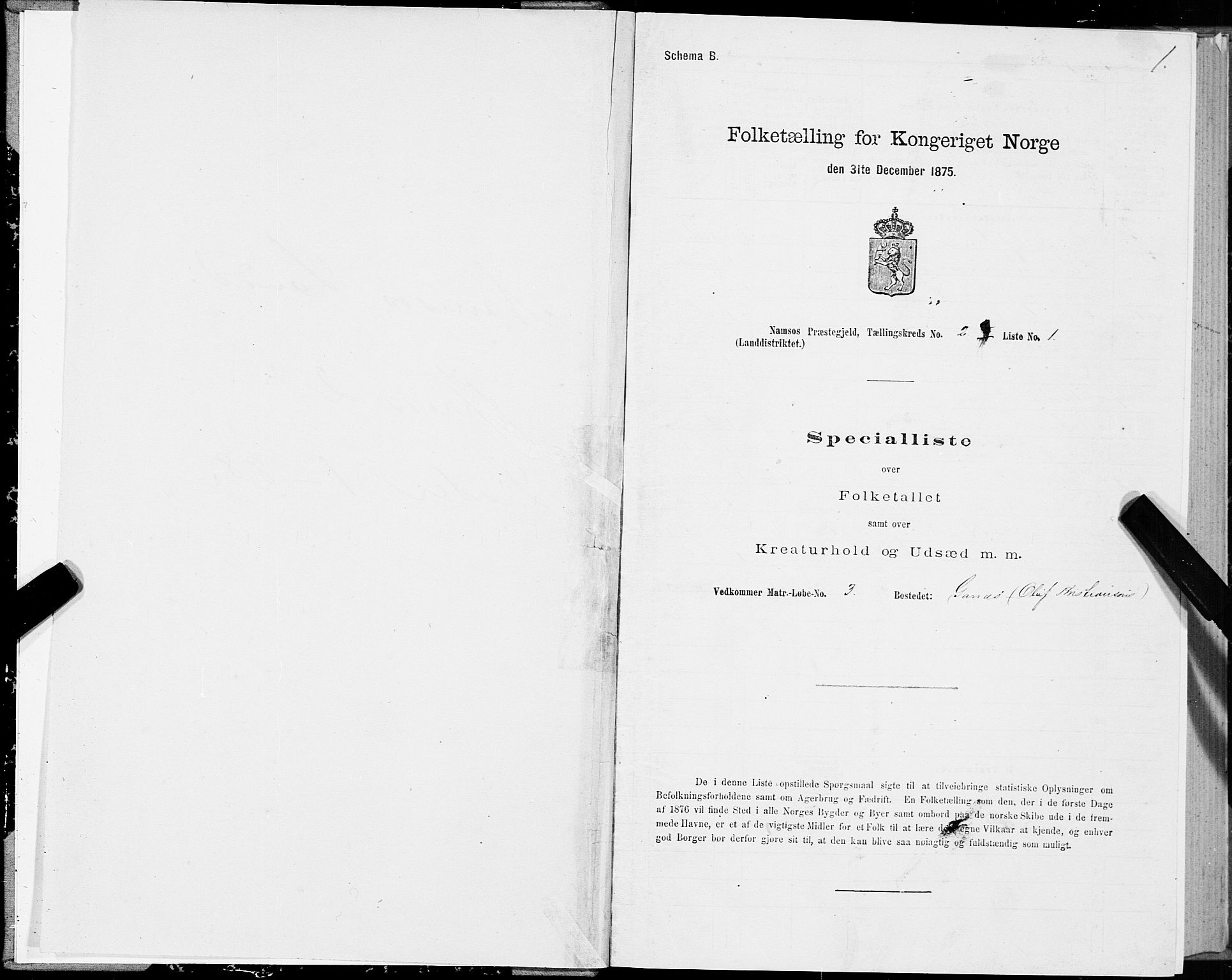 SAT, Folketelling 1875 for 1745L Namsos prestegjeld, Vemundvik sokn og Sævik sokn, 1875, s. 2001