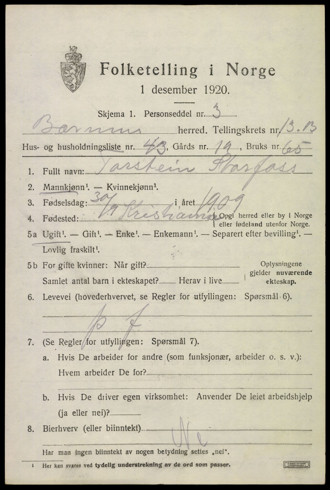 SAO, Folketelling 1920 for 0219 Bærum herred, 1920, s. 34884