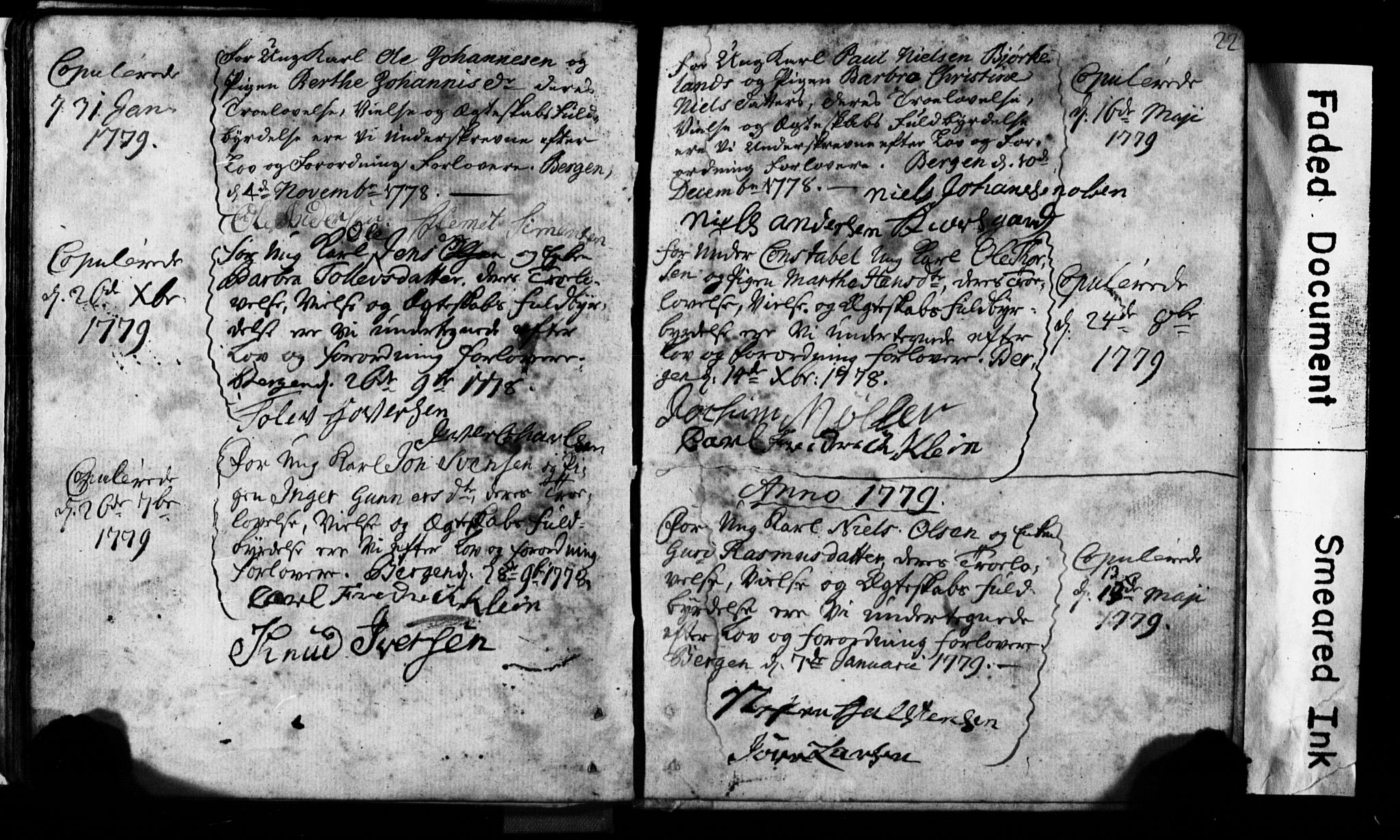 Korskirken sokneprestembete, SAB/A-76101: Forlovererklæringer nr. II.5.1, 1776-1816, s. 22