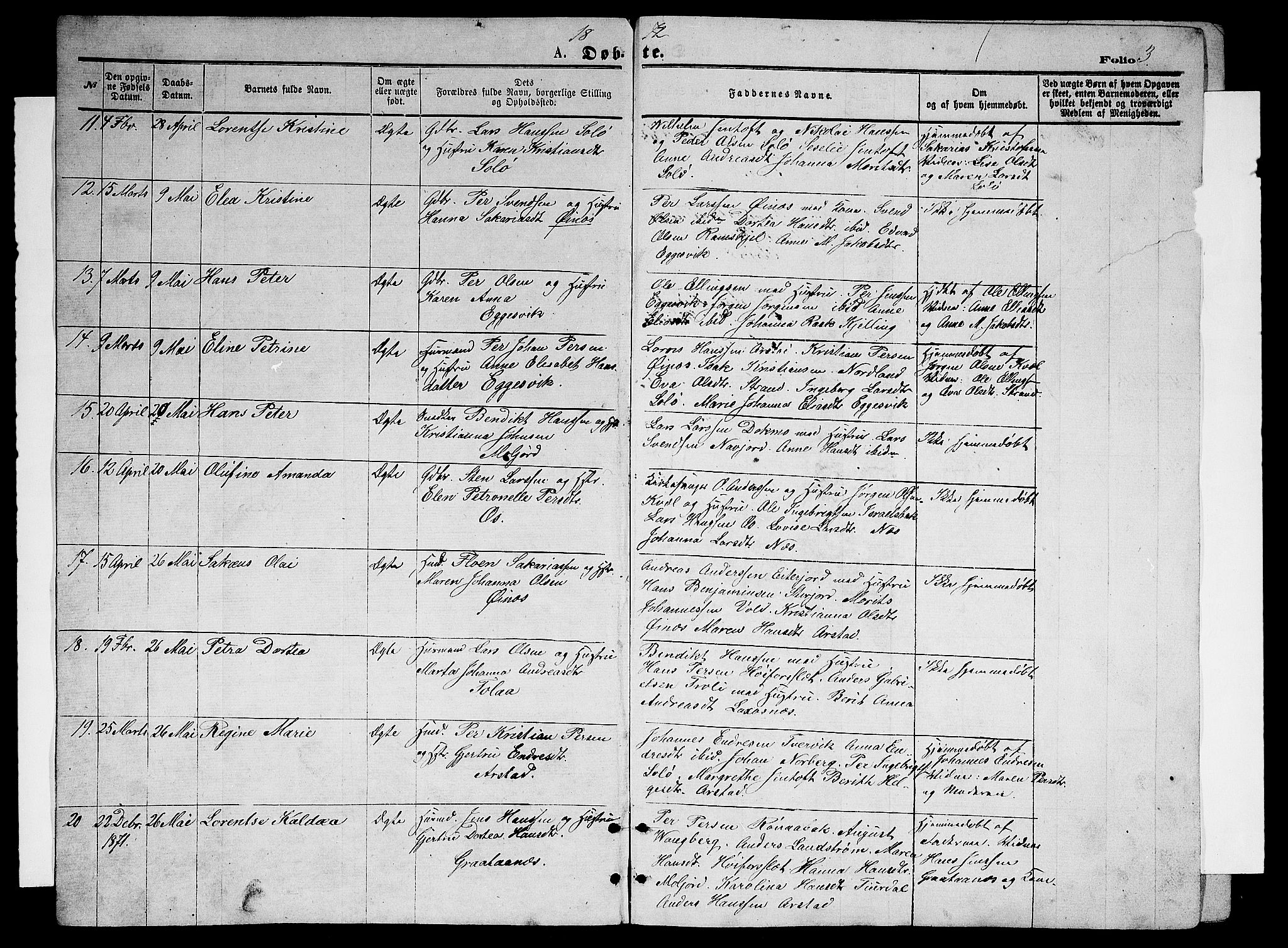 Ministerialprotokoller, klokkerbøker og fødselsregistre - Nordland, SAT/A-1459/846/L0653: Klokkerbok nr. 846C03, 1872-1887, s. 3