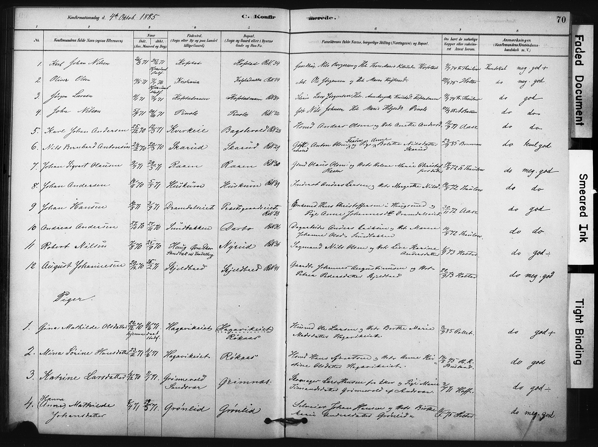Fiskum kirkebøker, AV/SAKO-A-15/F/Fa/L0002: Ministerialbok nr. 2, 1878-1890, s. 70