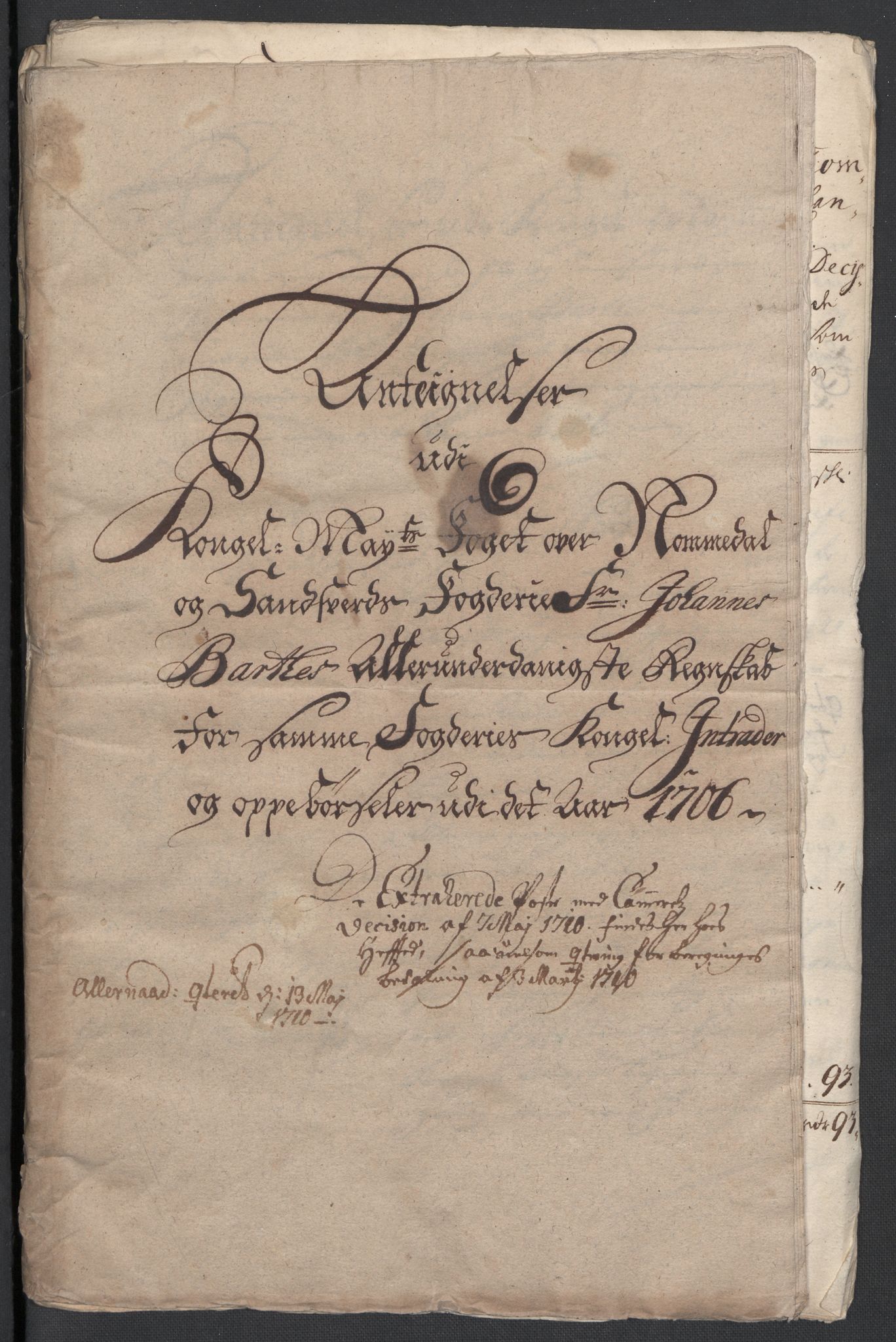 Rentekammeret inntil 1814, Reviderte regnskaper, Fogderegnskap, RA/EA-4092/R24/L1583: Fogderegnskap Numedal og Sandsvær, 1705-1706, s. 391