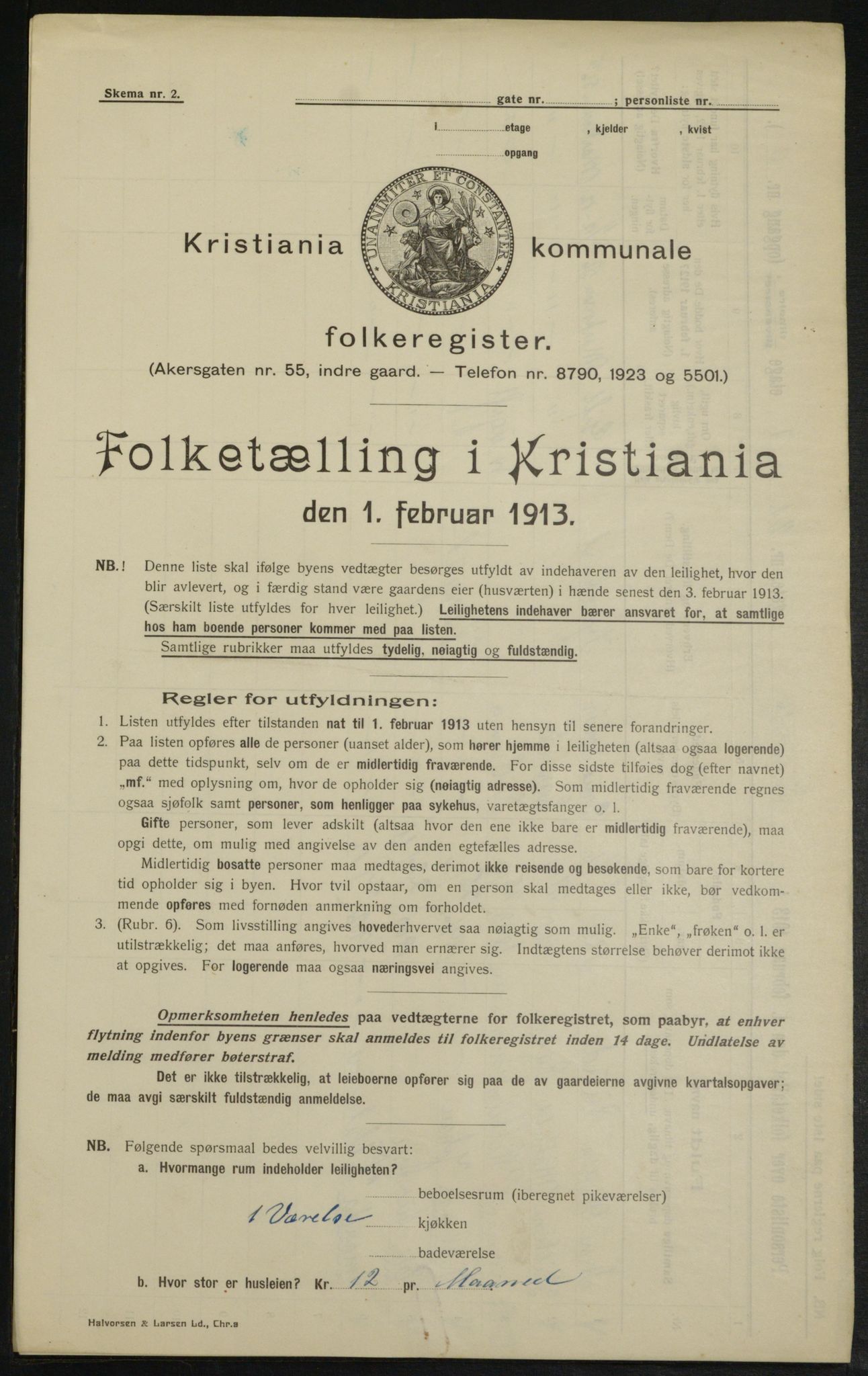 OBA, Kommunal folketelling 1.2.1913 for Kristiania, 1913, s. 95101