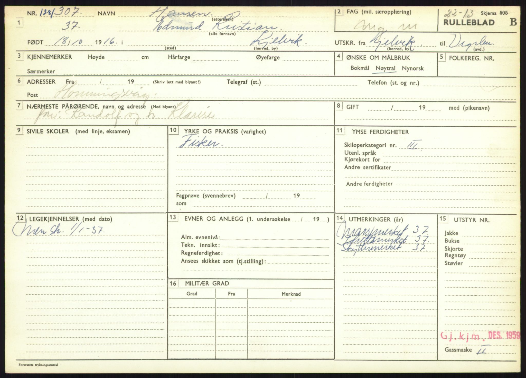 Forsvaret, Varanger bataljon, AV/RA-RAFA-2258/1/D/L0445: Rulleblad for menige født 1915-1916, 1915-1916, s. 353