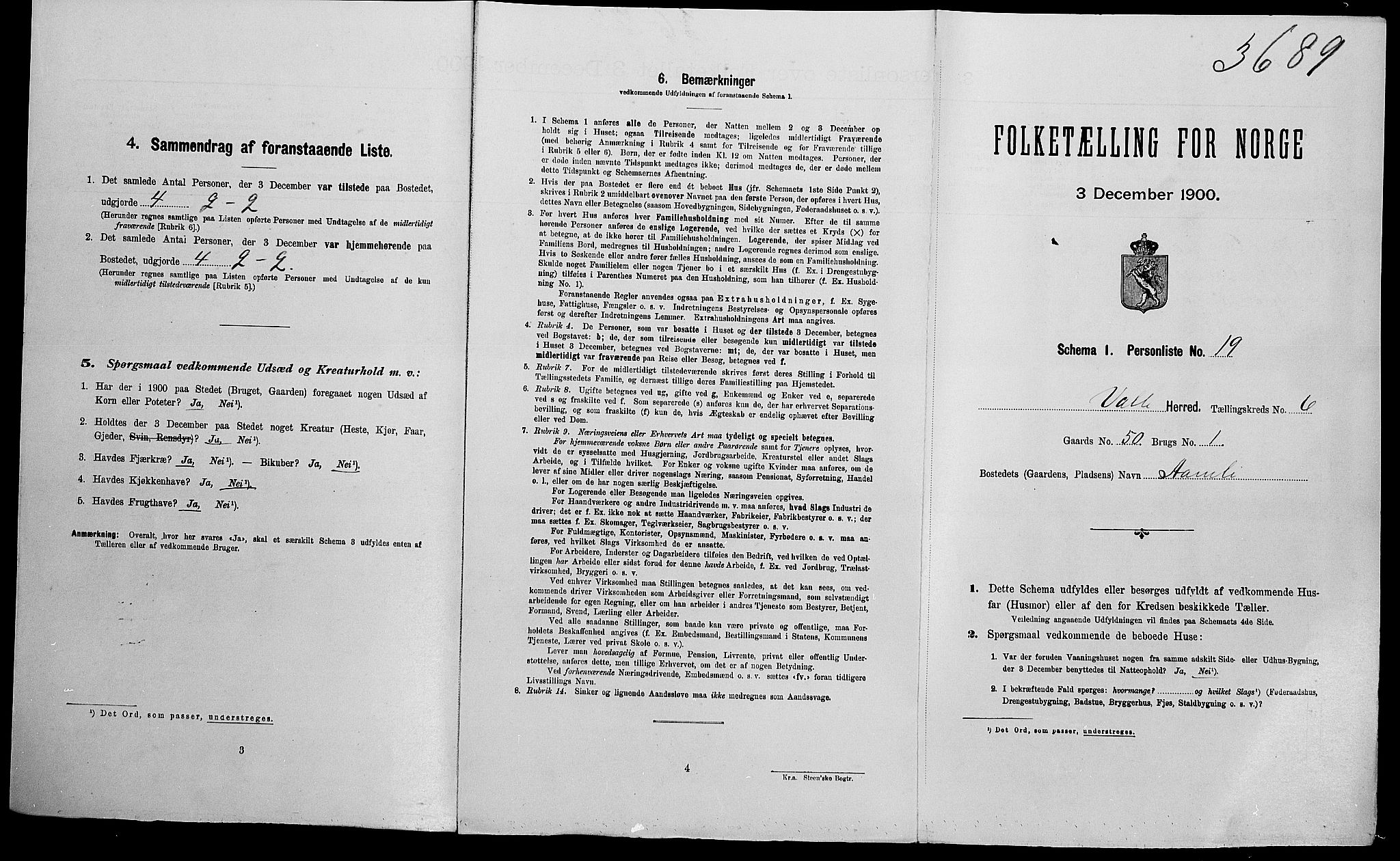SAK, Folketelling 1900 for 0940 Valle herred, 1900, s. 544