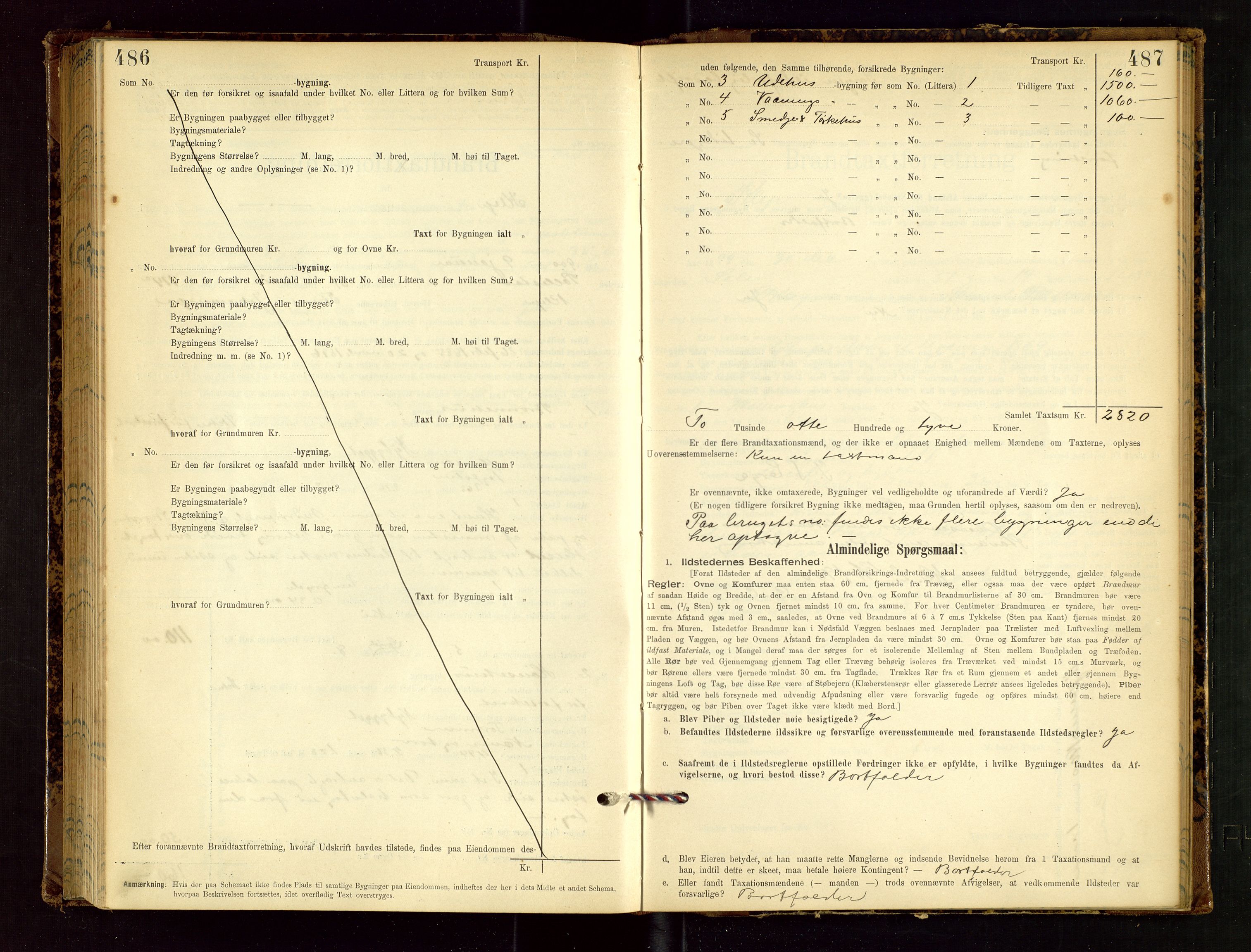 Klepp lensmannskontor, AV/SAST-A-100163/Goc/L0002: "Brandtaxationsprotokol" m/register, 1898-1902, s. 486-487