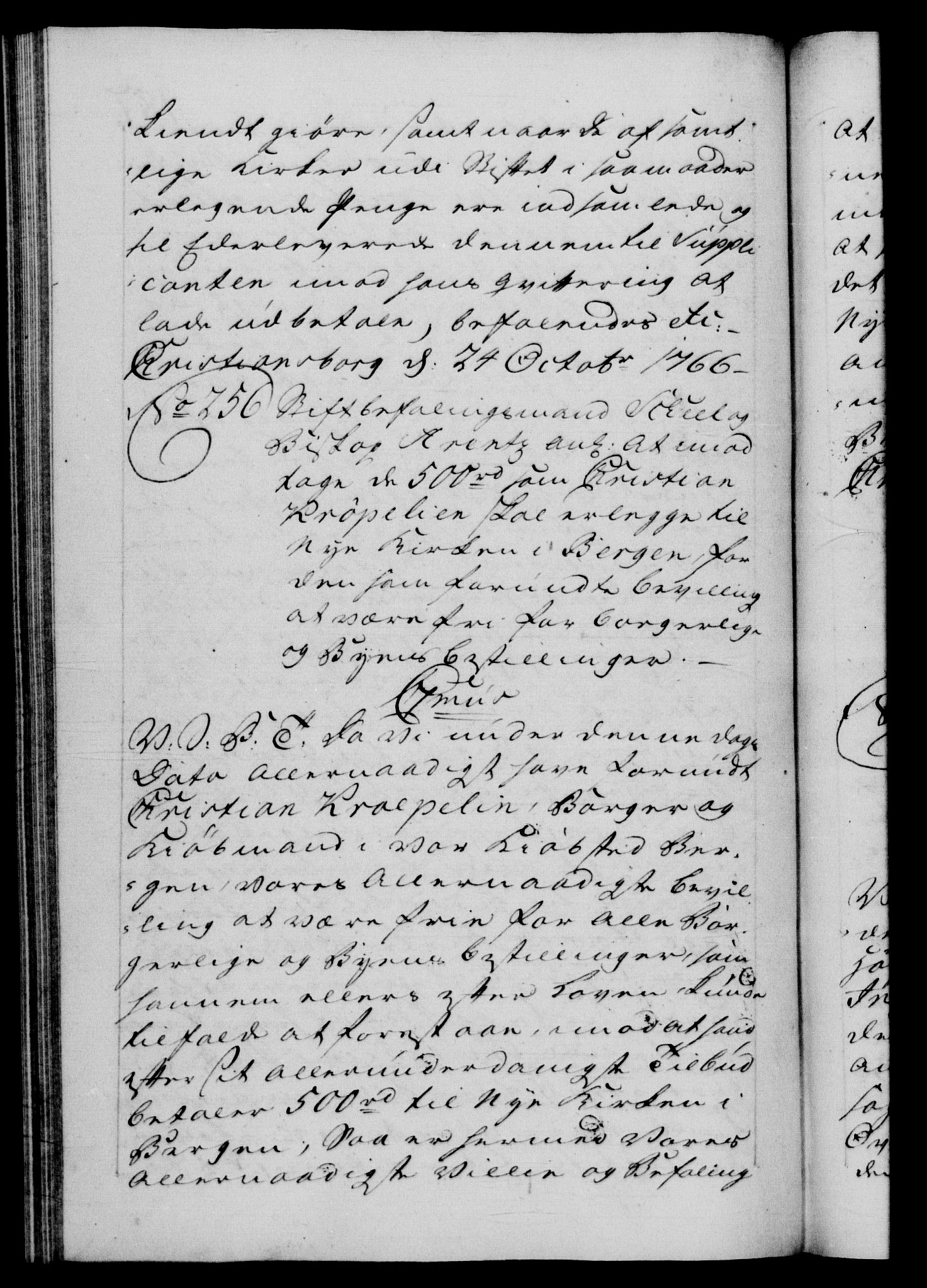 Danske Kanselli 1572-1799, AV/RA-EA-3023/F/Fc/Fca/Fcab/L0038: Norske tegnelser, 1766-1768, s. 187b